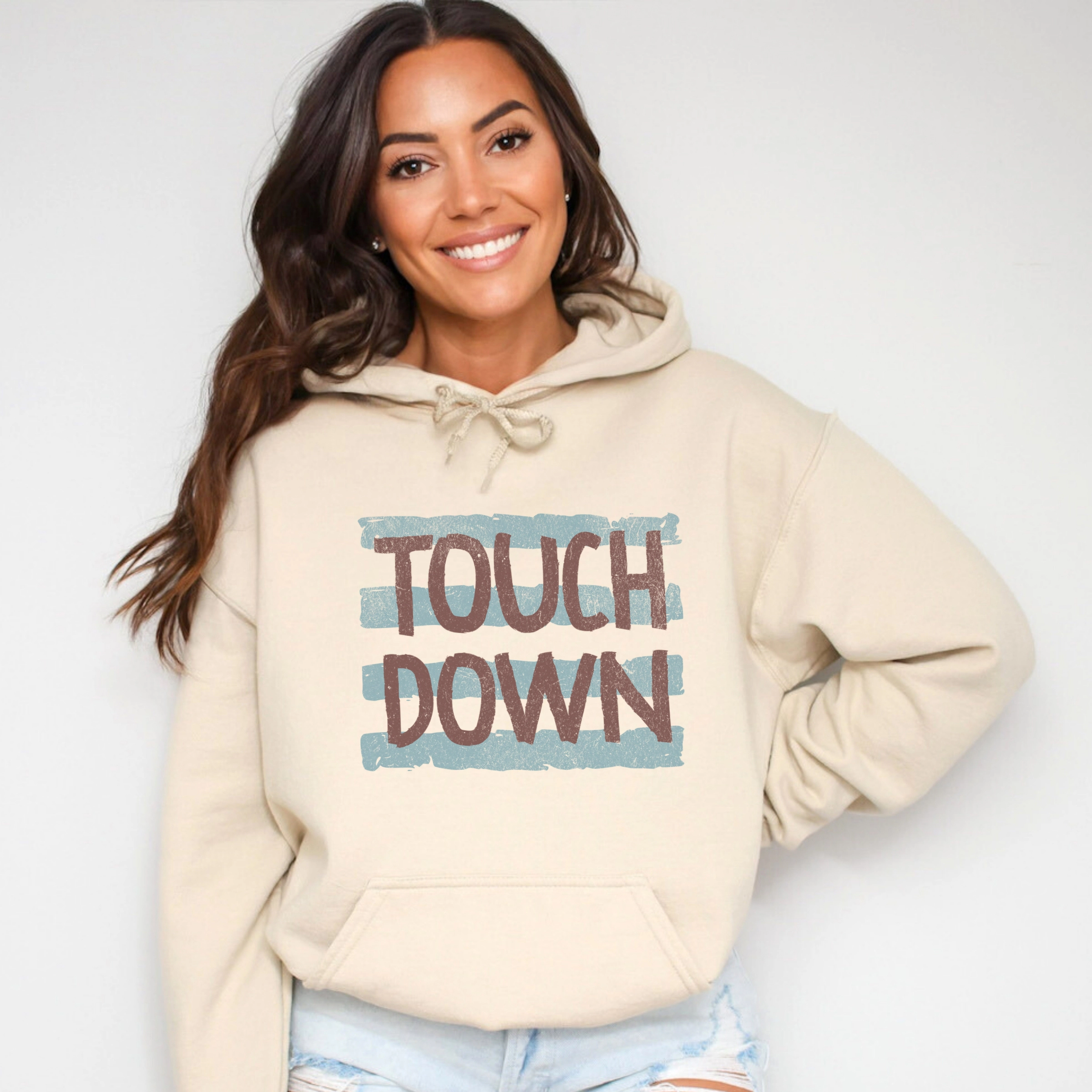 Simply Sage Market - Women's Graphic Hoodie Touch Down Horizontal Stripes