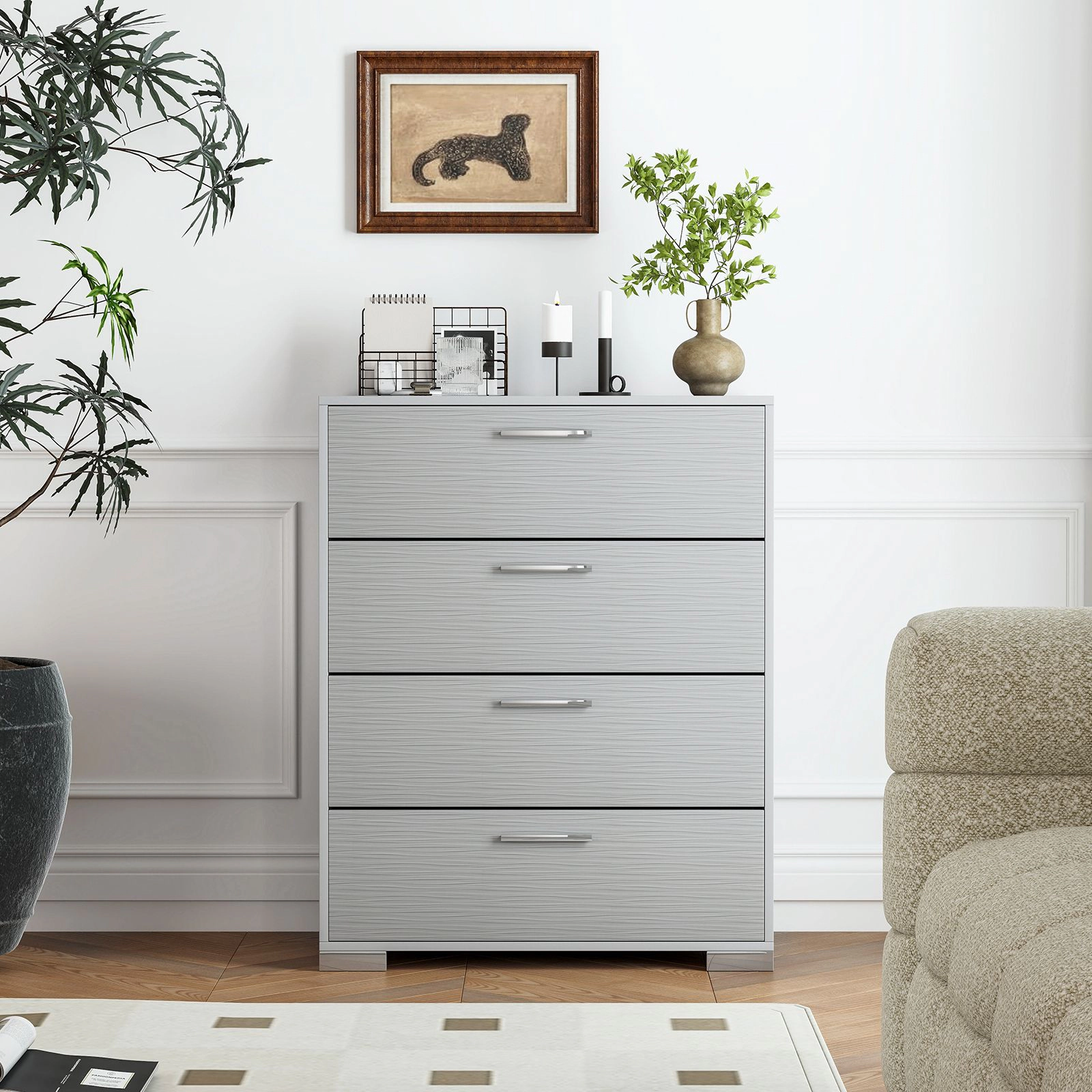SlickBlue Tall 4-Drawer Storage Chest with Metal Legs and Modern Finish