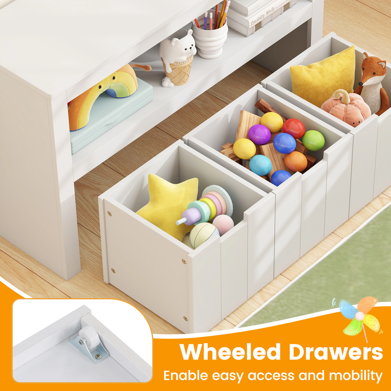 Hivvago Kids Storage Cabinet with Large Cube Shelf