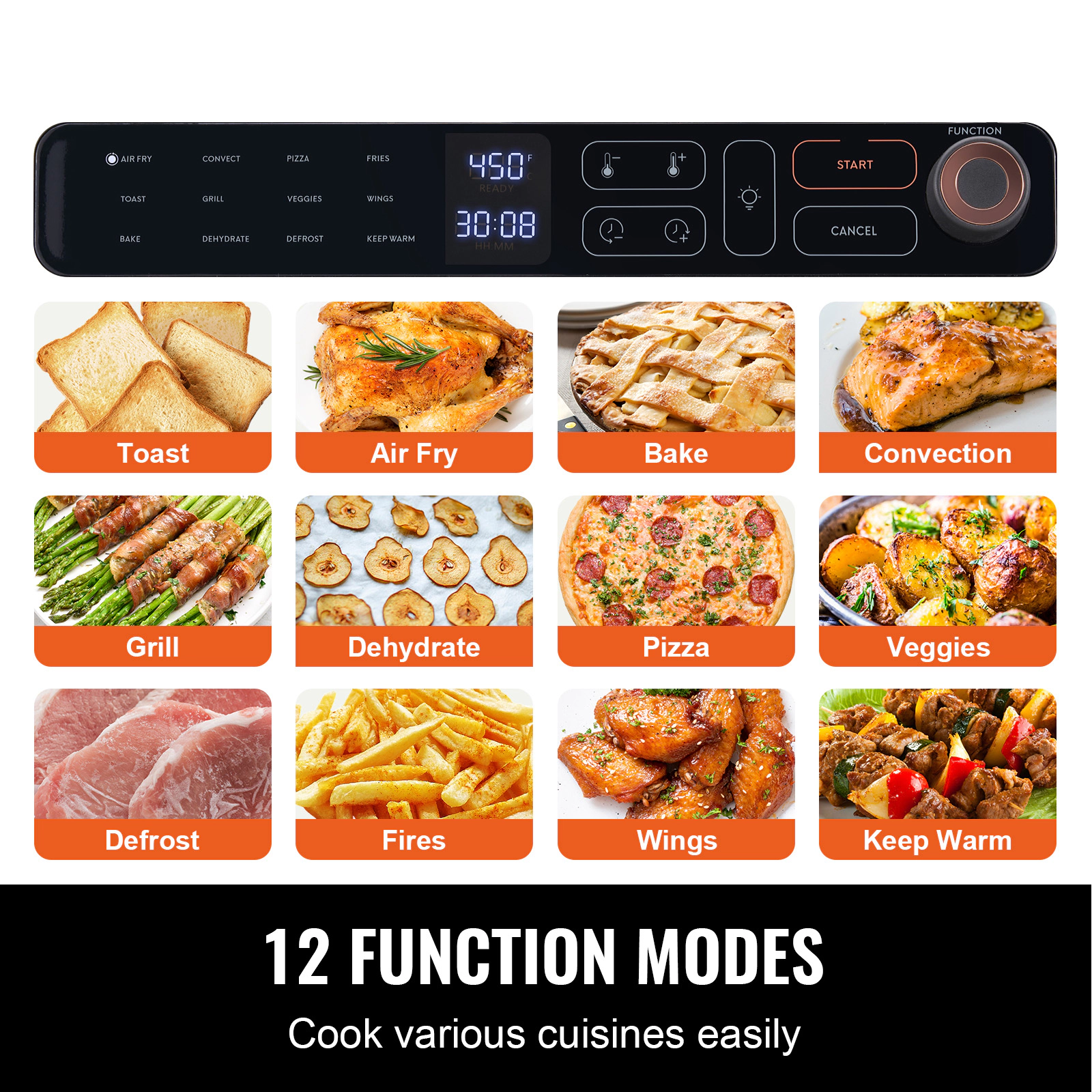 HONGGE 1 Air Fryer Toaster Oven Convection Ovens Countertop Combo with Pizza Pan Gloves Home and