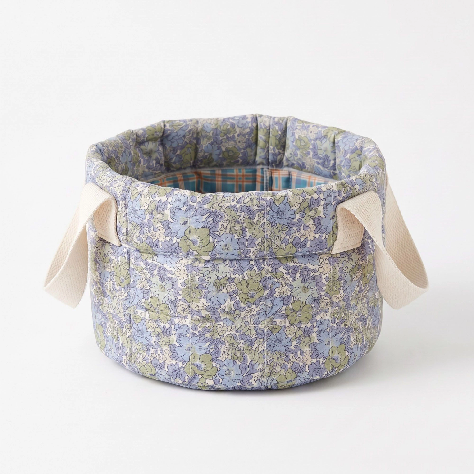 Alilang Unisex Quilted Floral Storage Basket with Handles for Home Organization