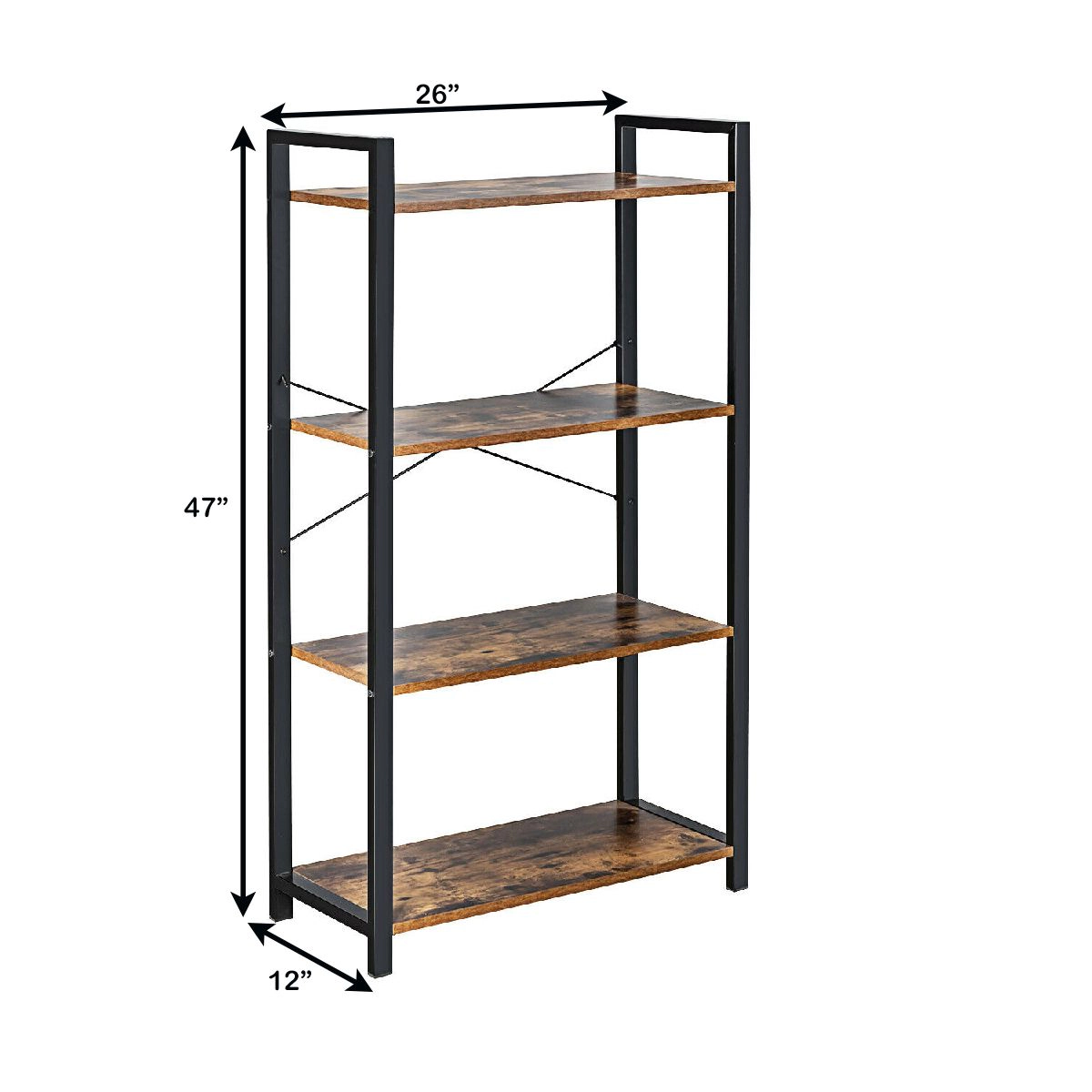SlickBlue Modern 4-Tier Ladder Shelf with Iron Frame and Storage
