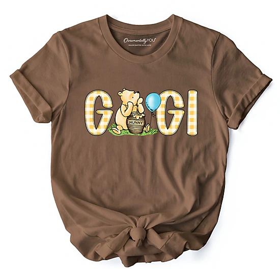 OrnamentallyYou Womens Gingham Gigi Winnie-The-Pooh 1926 T-Shirt
