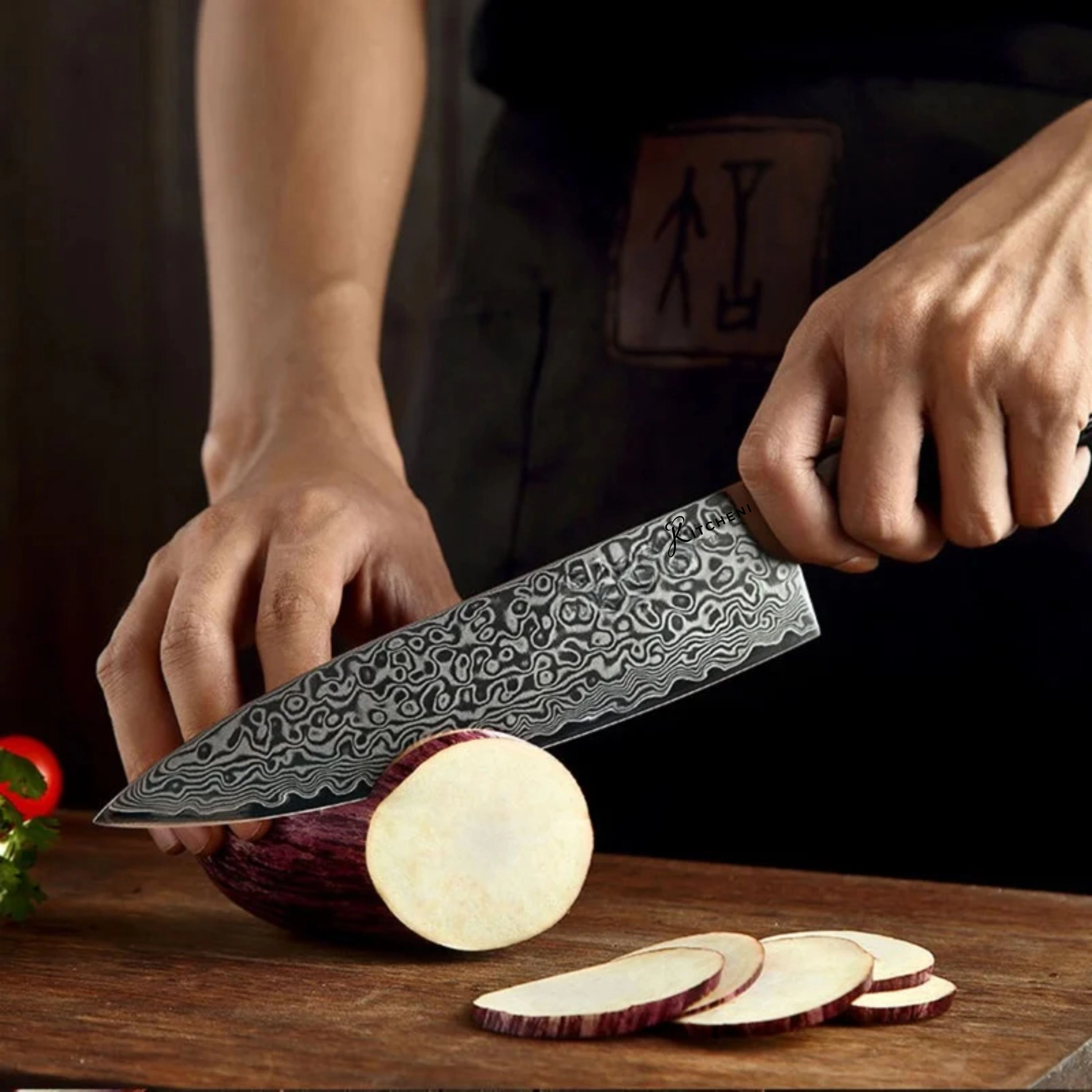 Kitcheniva 8-Inch 67 Layer Damascus Steel Chefs Knife With Pakka Wood Handle