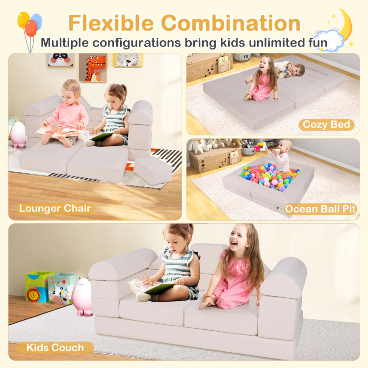 Hivvago 9-Piece Climb and Crawl Foam Floor Playset with Breathable Suede Fabric