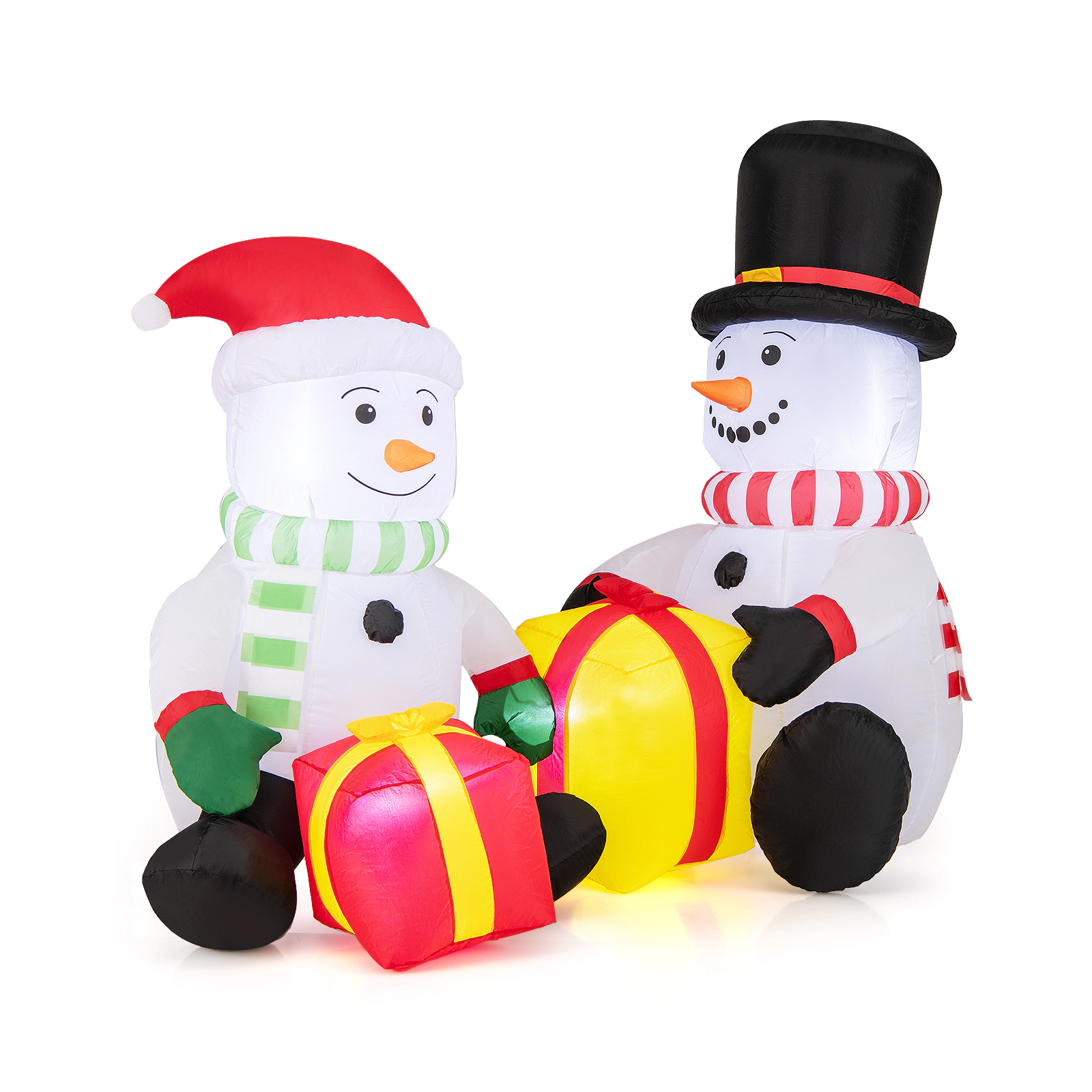 SUGIFT Multicolor 5 Feet Christmas Inflatable with 2 Snowmen Gift Boxes and LED Lights 79-in W 43.5-in D