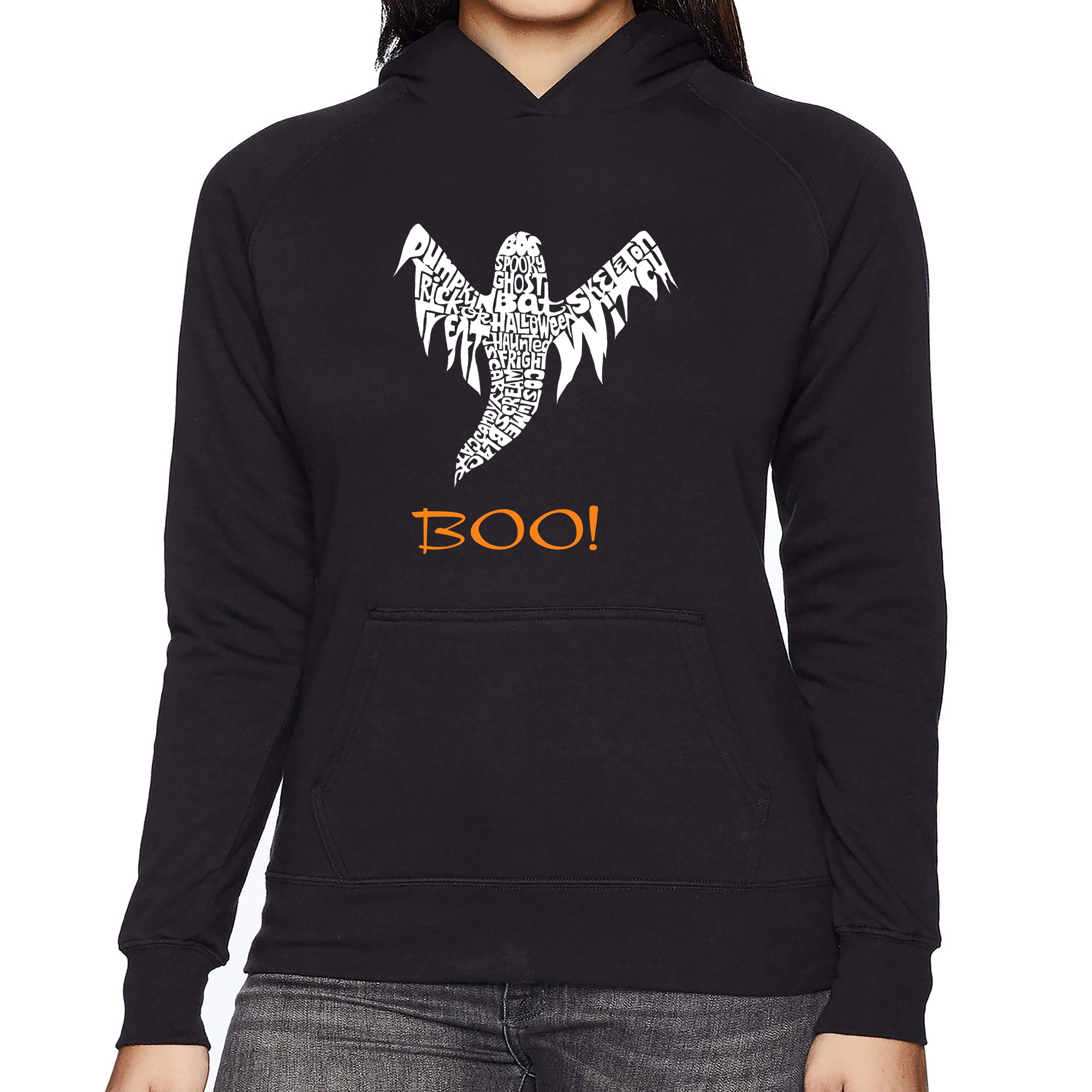 LA Pop Art Halloween Ghost - Women's Word Hooded Sweatshirt