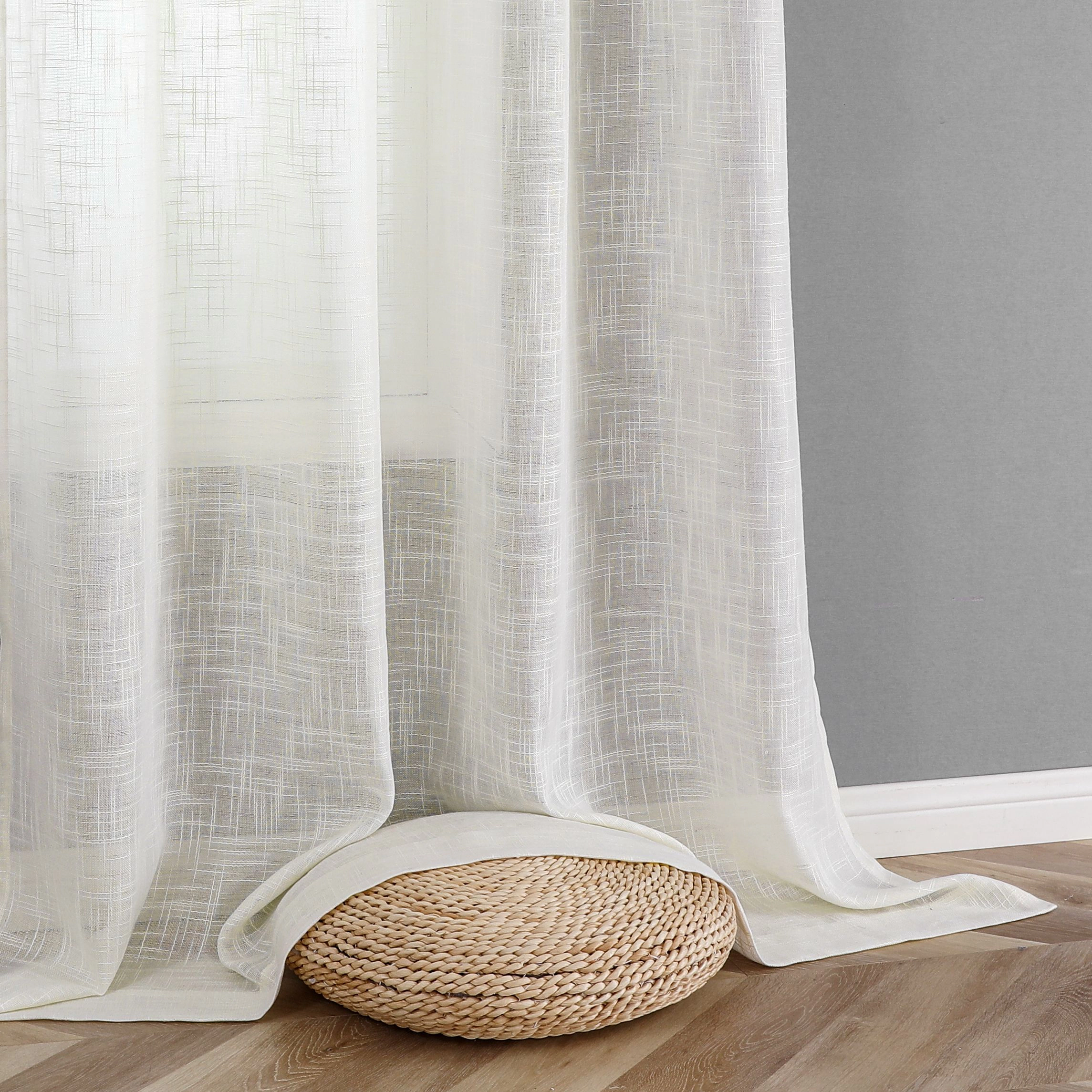 Kate Aurora 2 Pack Lux Thread Premium Woven Grommet Top Sheer Curtain Panels