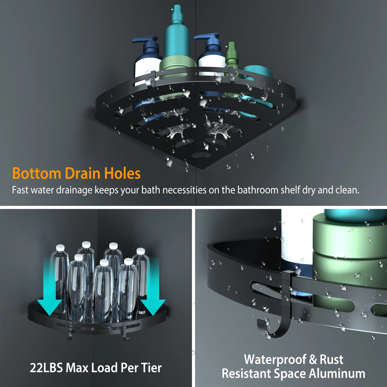 GBruno 2-Pack Aluminum Corner Shower Caddy Shelf