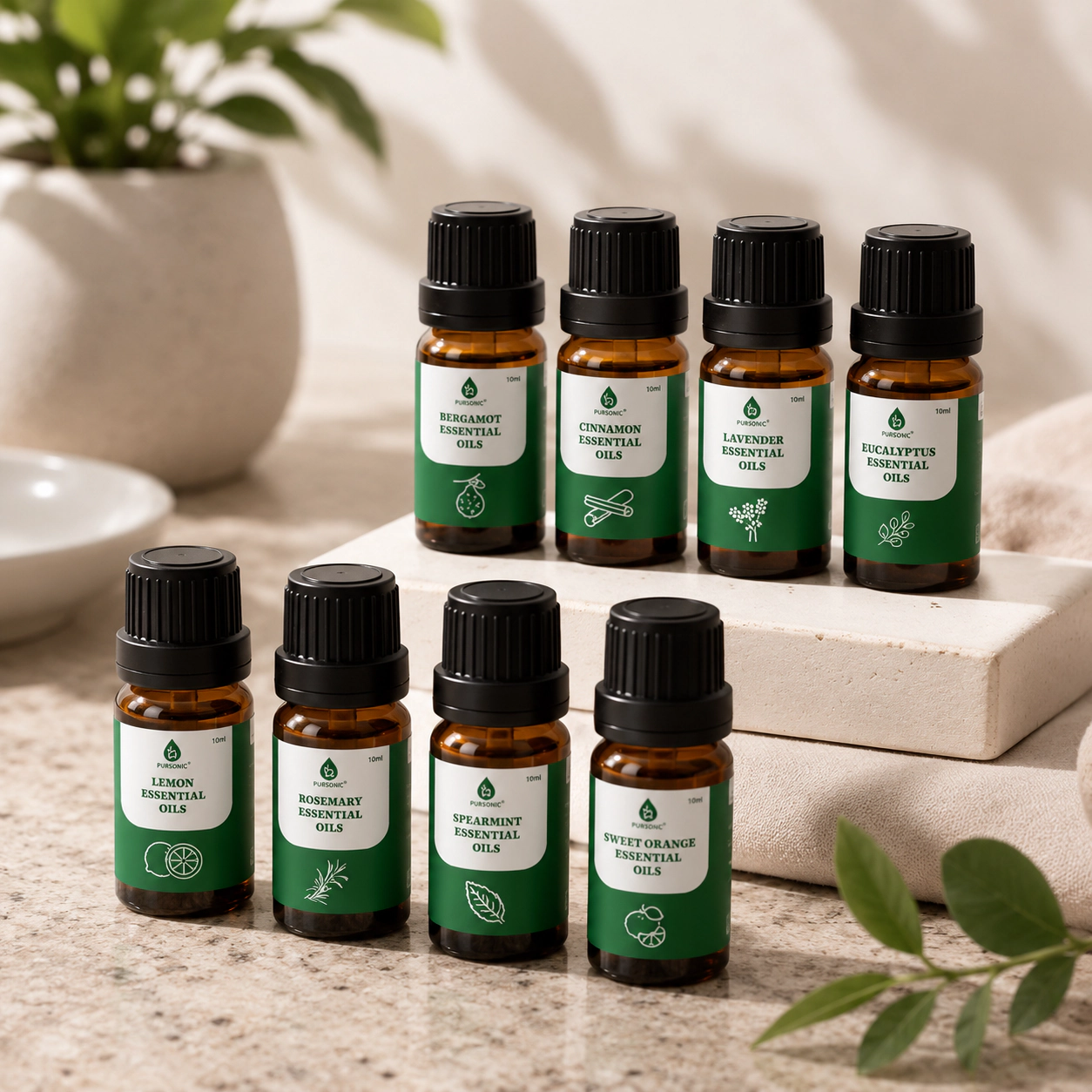 Pursonic Unisex 100% Pure Natural Essence Essential Oils Collection – Aromatherapy at Its Finest!