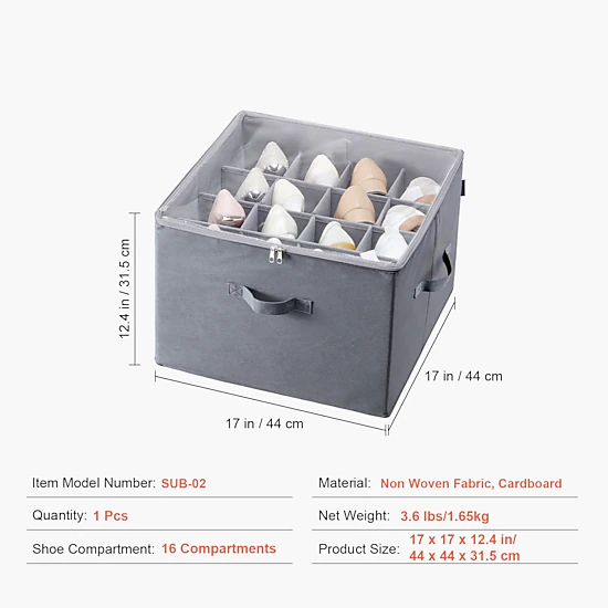 HONGGE Under Bed Shoe Storage Organizer with Clear Window and Reinforced Handles