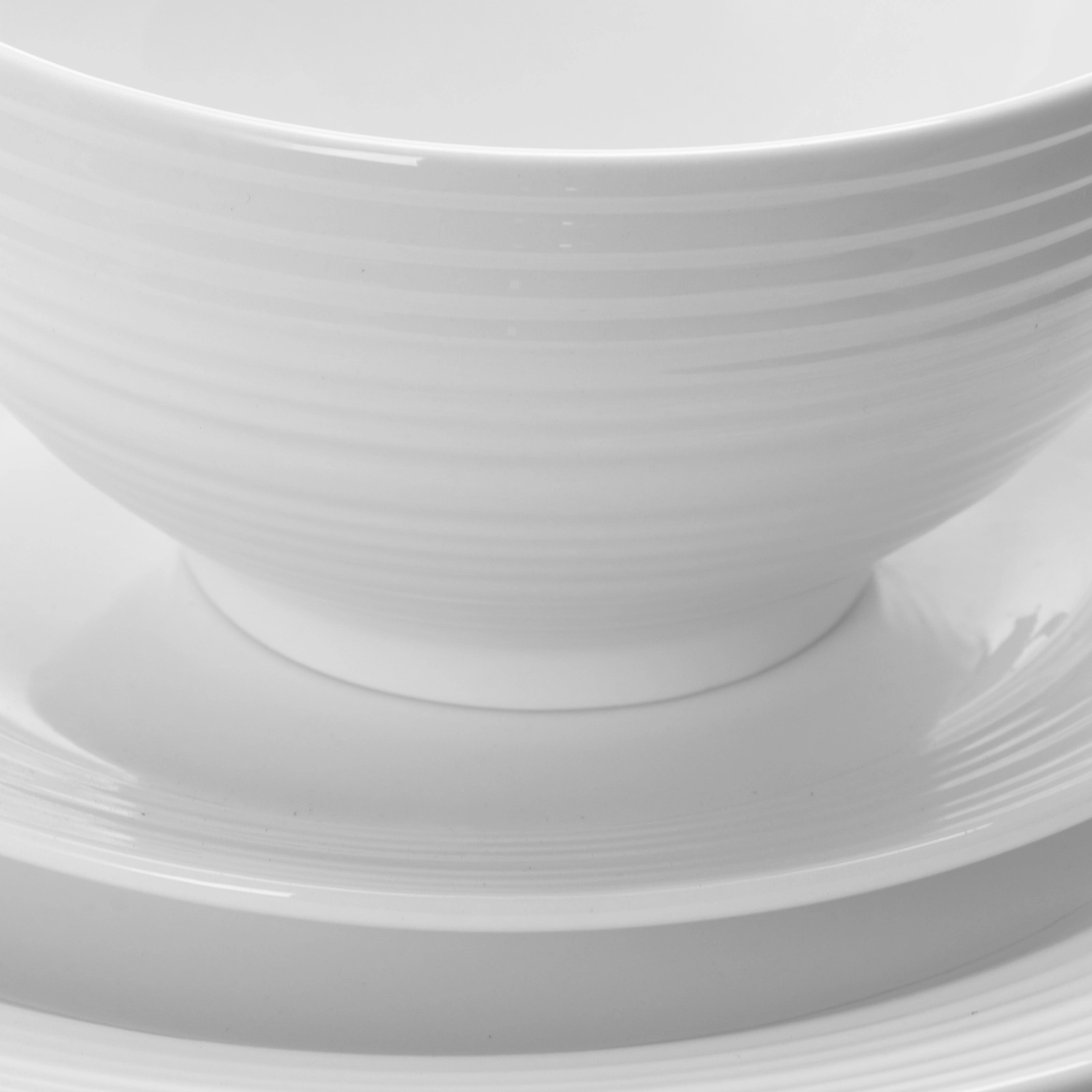 Gibson Home Amelia Court 16 Piece Dinnerware Set in White  Embossed