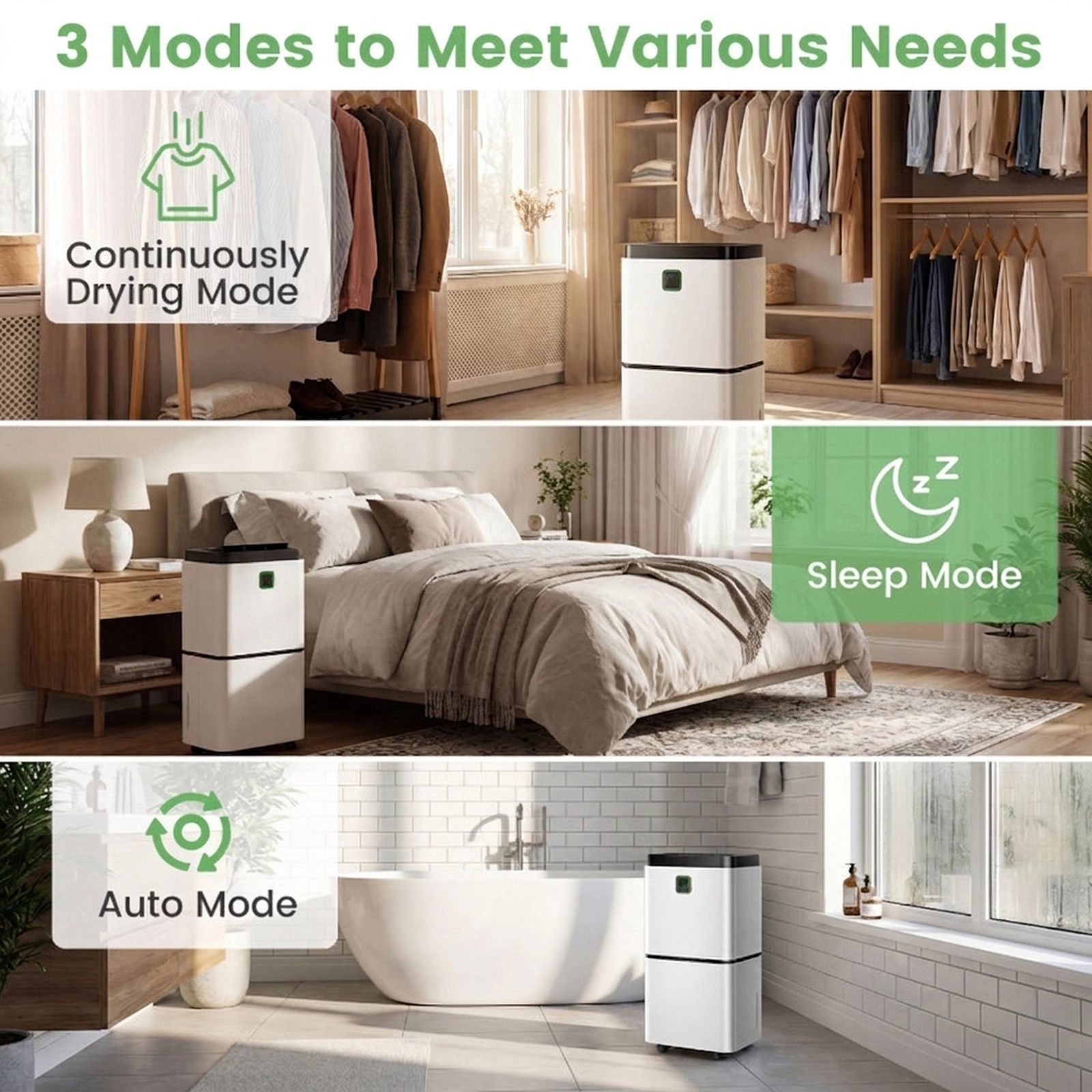 SUGIFT White 1500-Sq-Ft 30-Pint Quiet Dehumidifier with 3 Modes and 12H Timer 10-in W 8.5-in D 19-in H