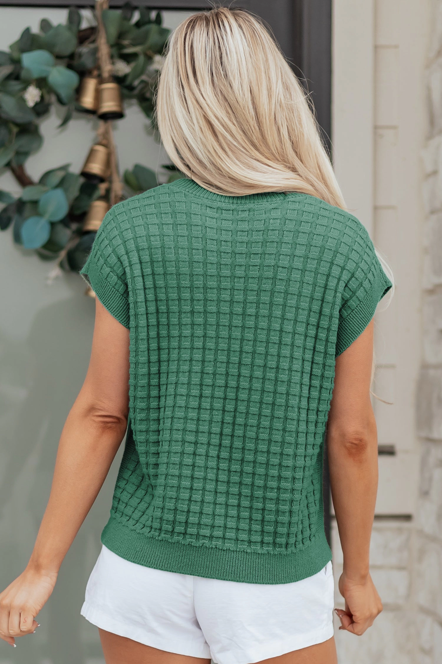 Threaded Pear Women's Birdie Textured Short Sleeve Sweater