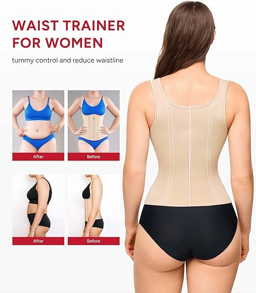 Nebility Women Adjustable Strap Tummy Control Shapewear Waist Trainer Corset