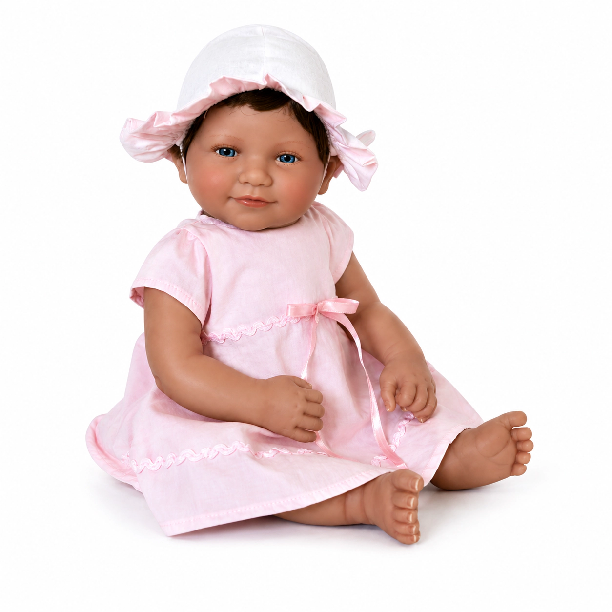Ann Lauren Dolls Faith – 20 Inch Baby Dimples Doll in Pink Dress with Bonnet