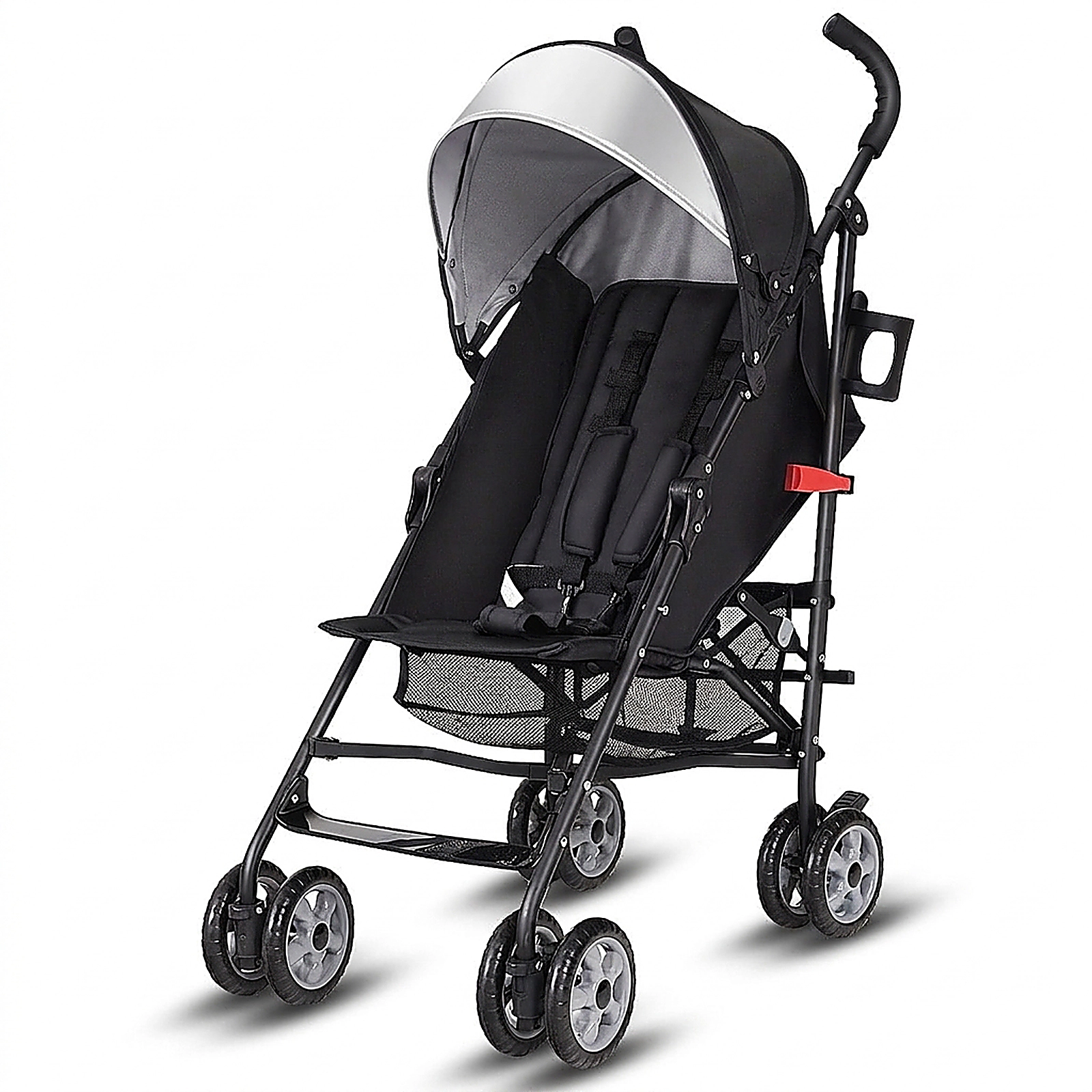 SUGIFT Baby Black Folding Umbrella Stroller with Storage Basket 26-in W 20-in D 43.5-in H 33-lb Seat Capacity