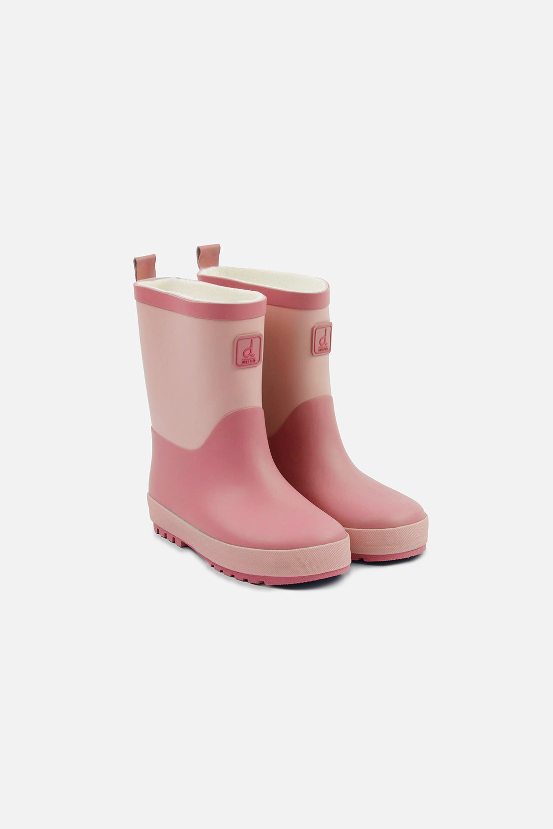 Deux par Deux Girls Two-Tone Treaded Pull-On Rain Boots