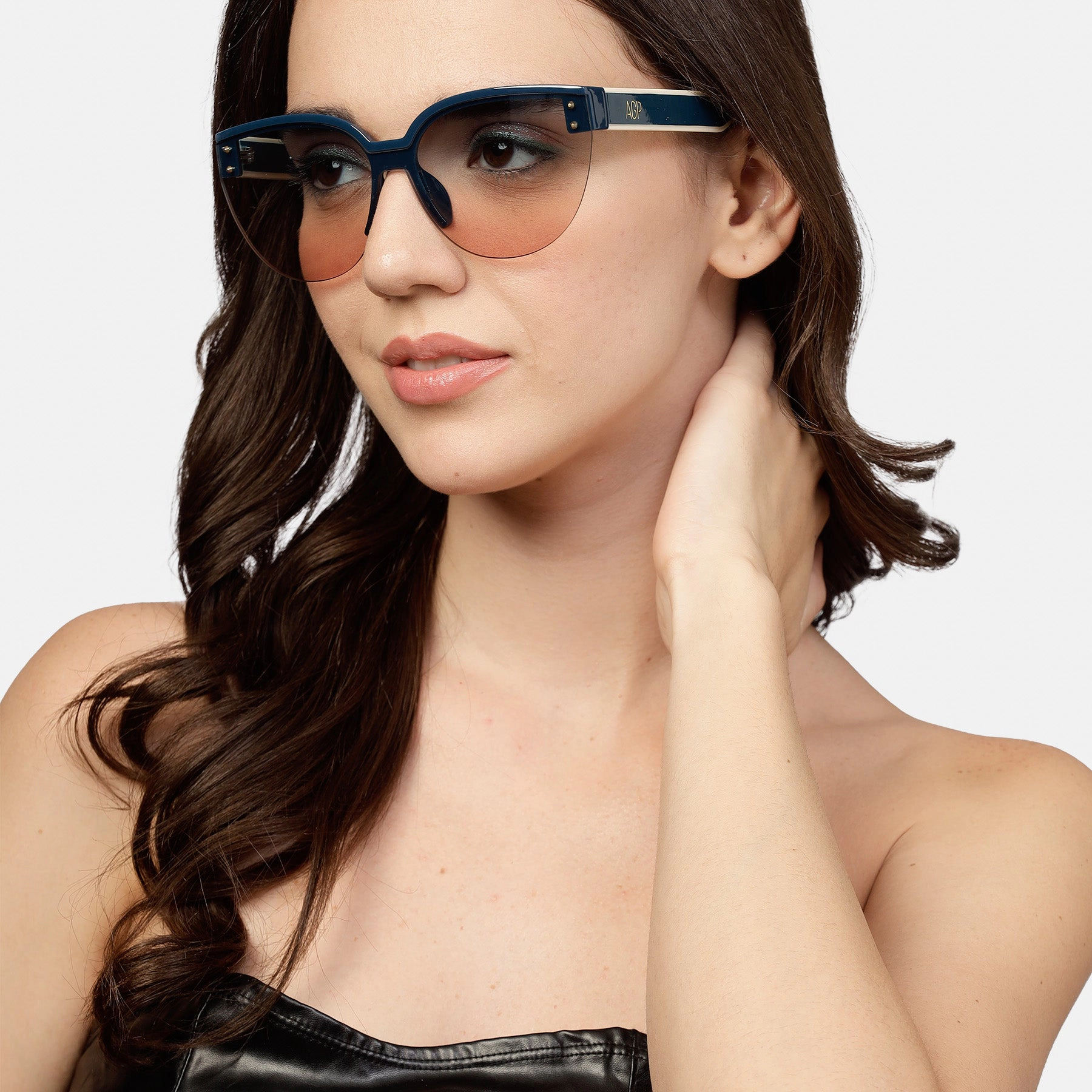 AGP PARIS Women's Clubmaster Acetate Gradient Lens UV400 Sunglasses