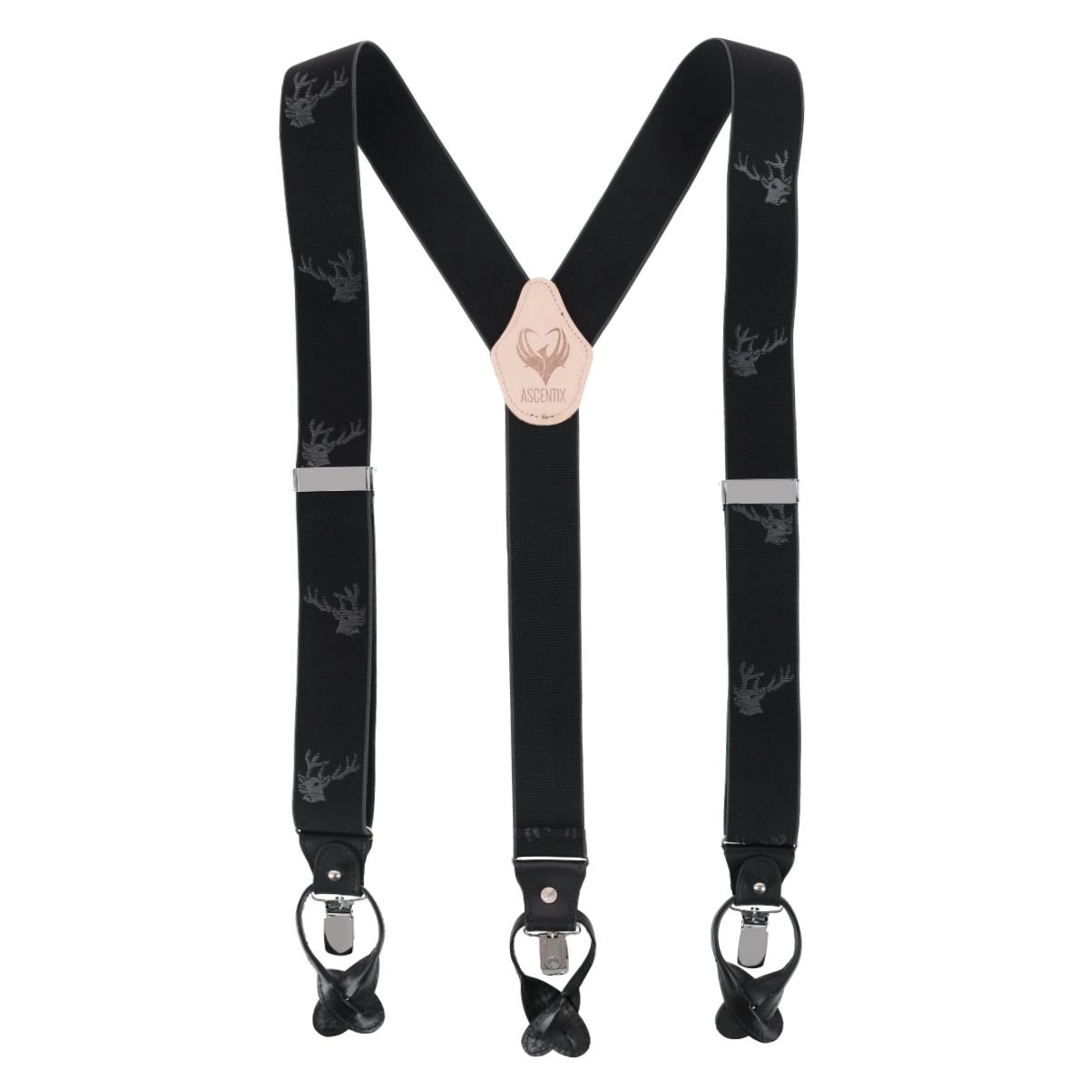 Ascentix Men's Stag Head Convertible Clip End Suspenders