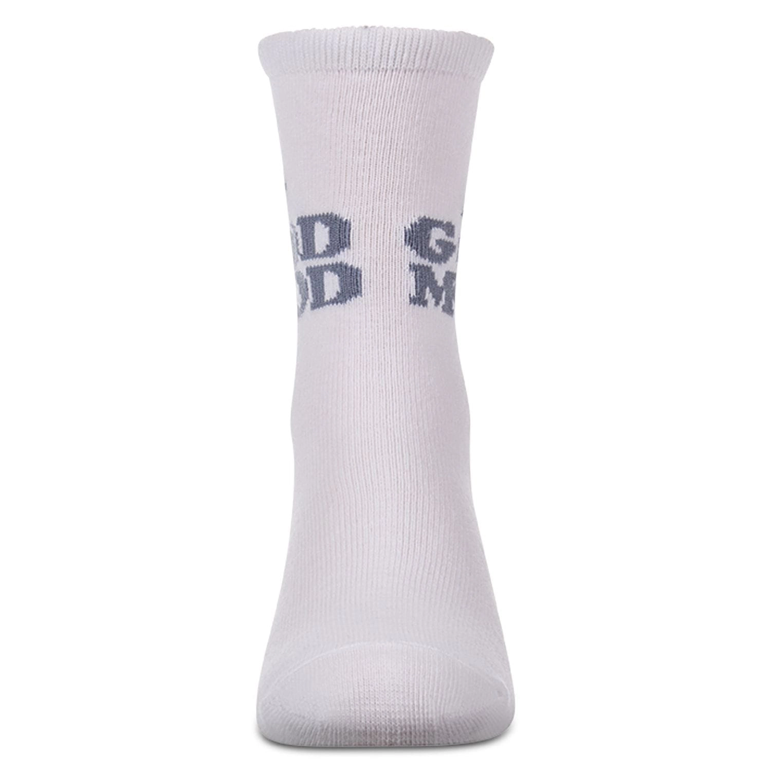 Memoi Girls "Good Mood" Cotton-Rich Fine-Gauge Novelty Crew Sock