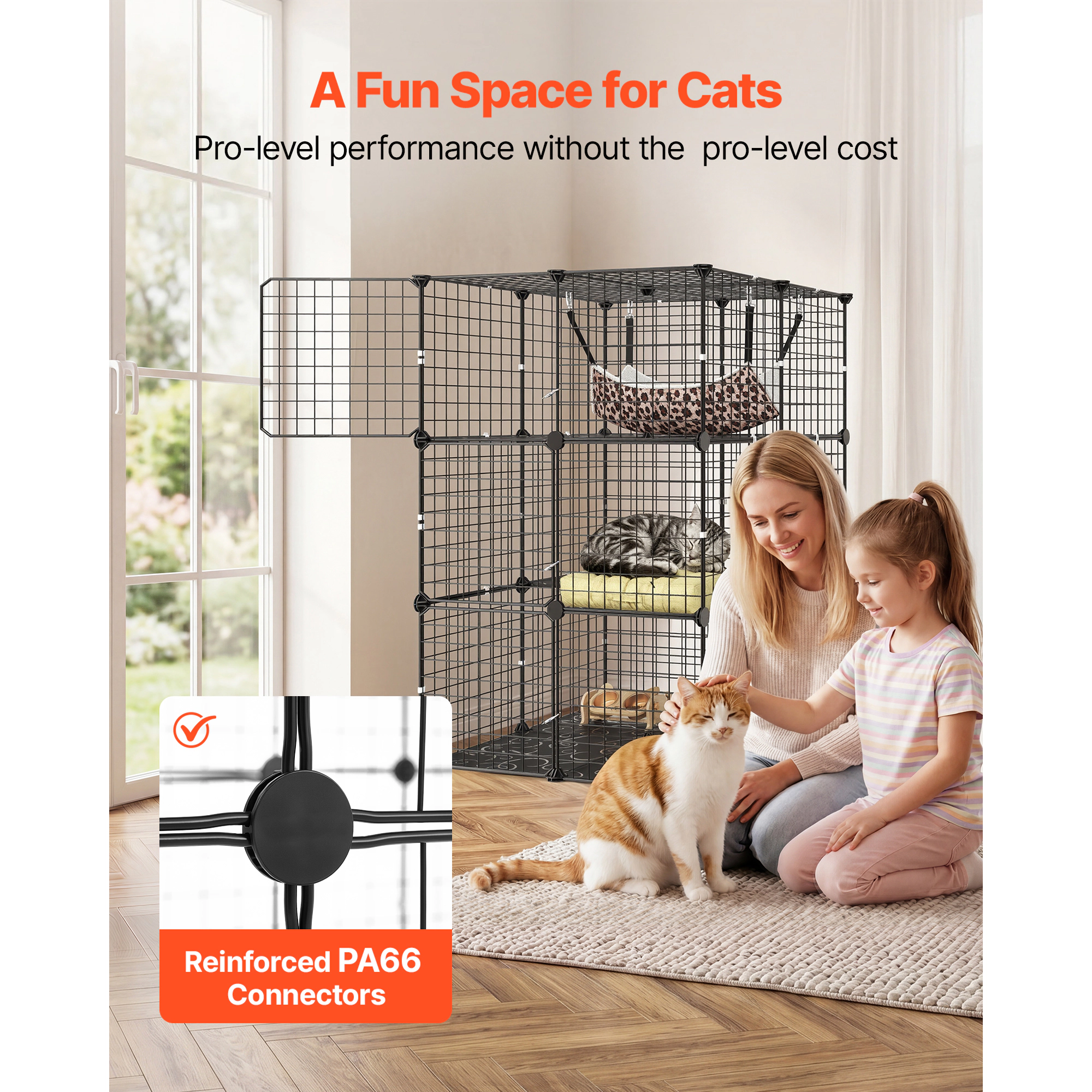 HONGGE Cat Cage DIY Cat Playpen Indoor Enclosure Detachable Metal Wire Kennel Crate with Large Exercise Place Ideal for