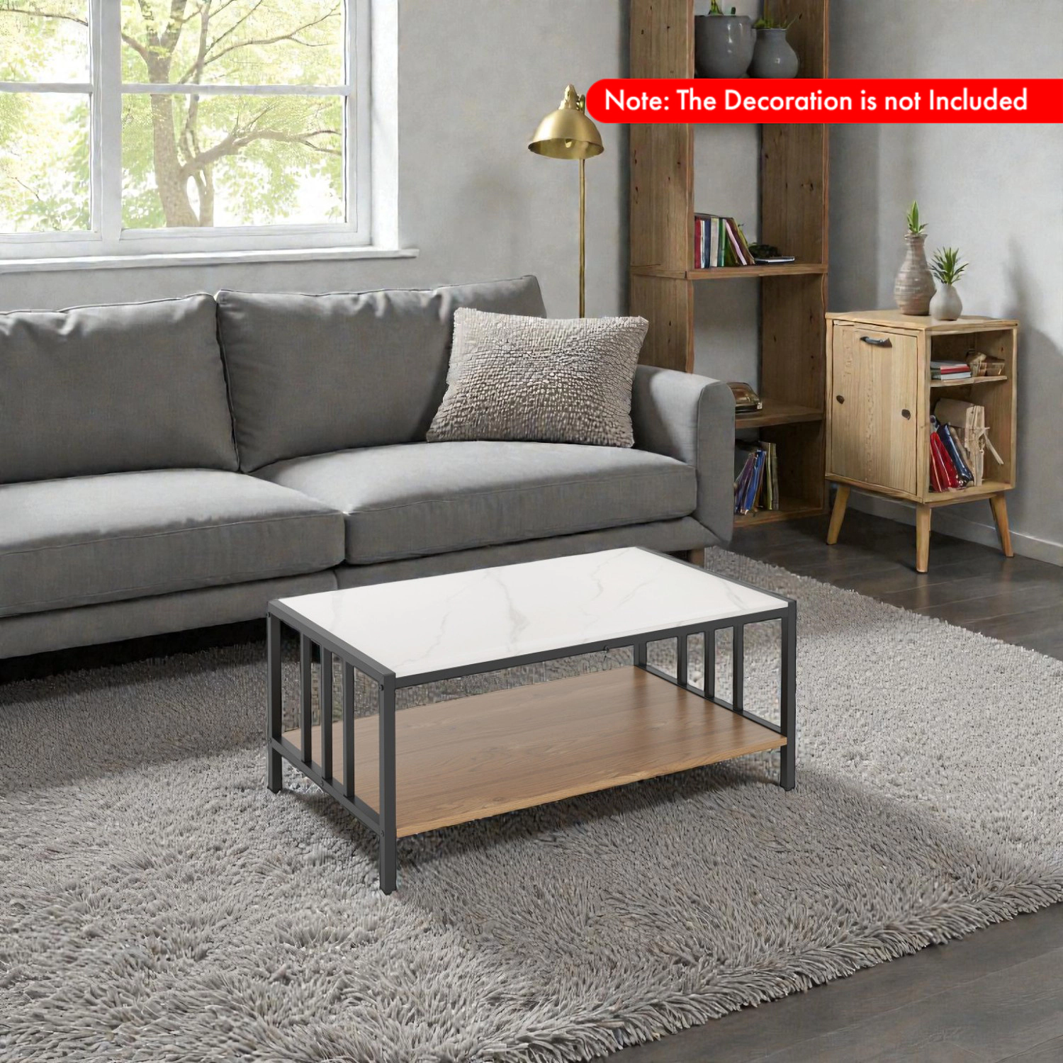 Hivvago Functional 2-Tier Center Table with Premium Sintered Stone Surface