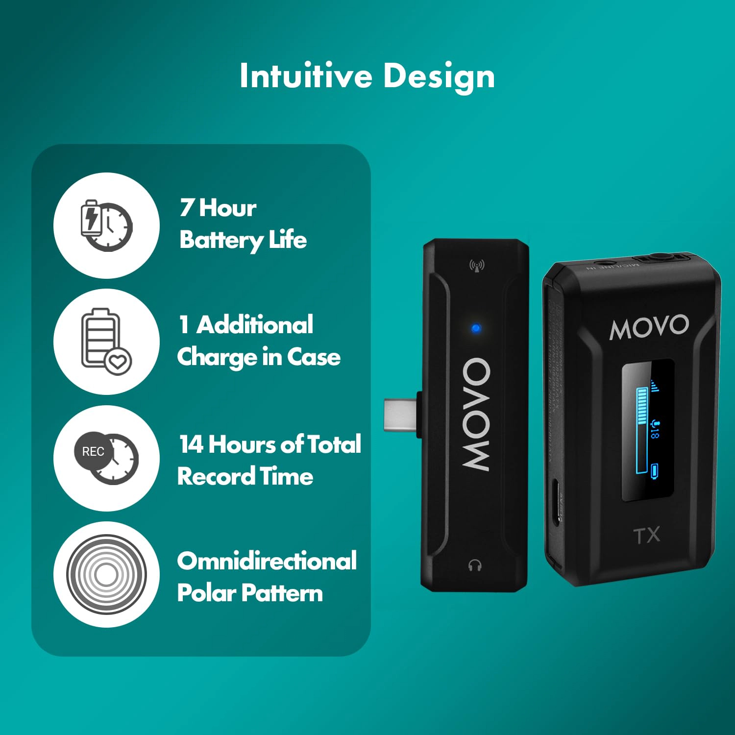 Movo WMX-2-C Wireless Microphone for USB-C Devices