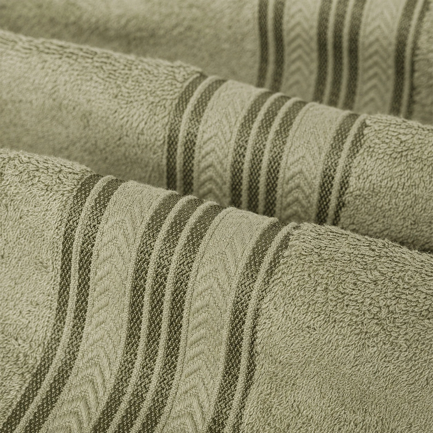 Plazatex 100% Premium Cotton Textured Border Ultra Soft Absorbent 6 Piece Bathroom Towel Set Safari