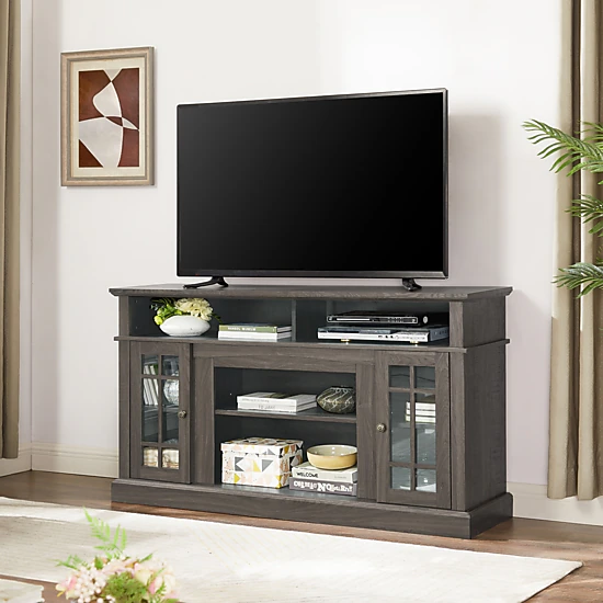 GBruno Glass Door 58" TV Stand Media Console