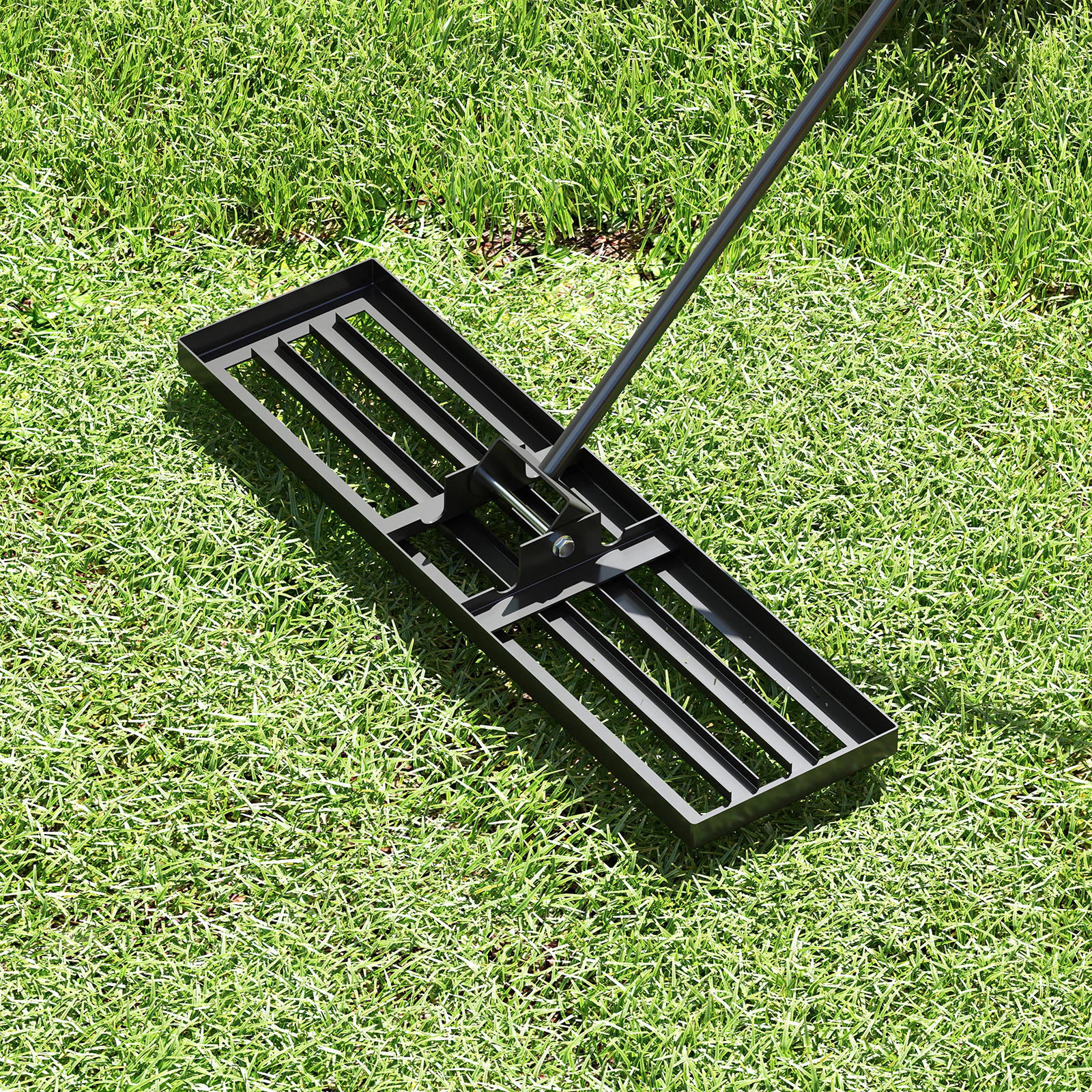 SUGIFT Black Lawn Leveling Rake with 67-in Long Handle and PVC Grips for Topdressing 36-in W 10-in D