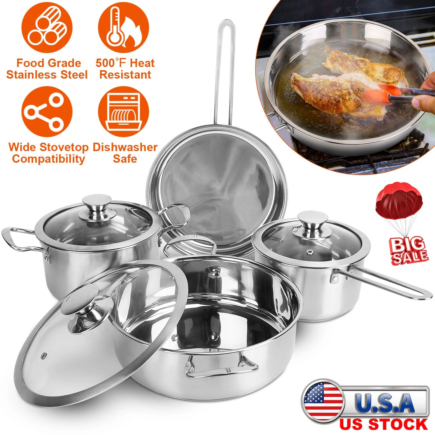 GBruno Stainless Steel 6-Piece Cookware Set