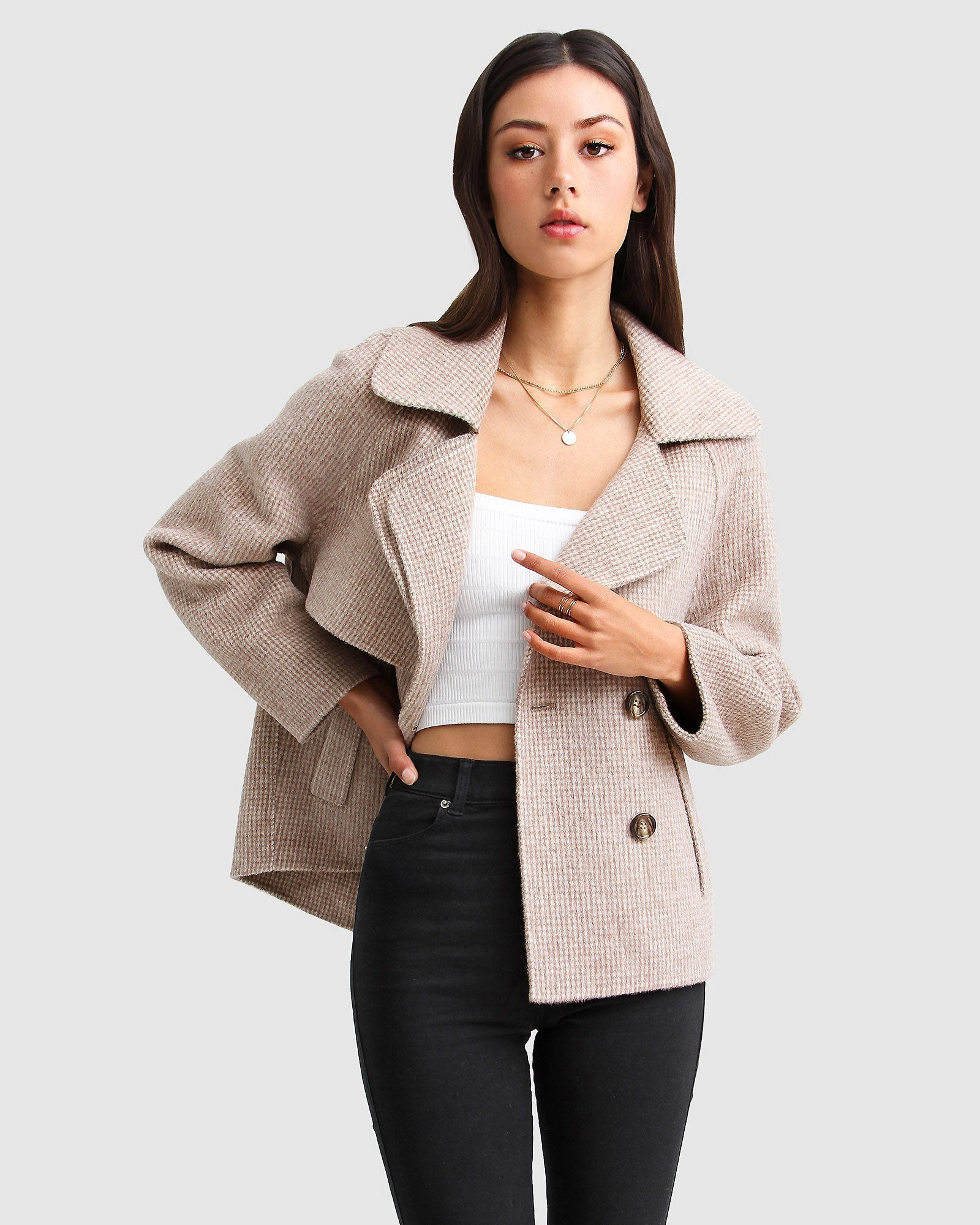 Belle & Bloom Womens I'm Yours Wool Blend Peacoat