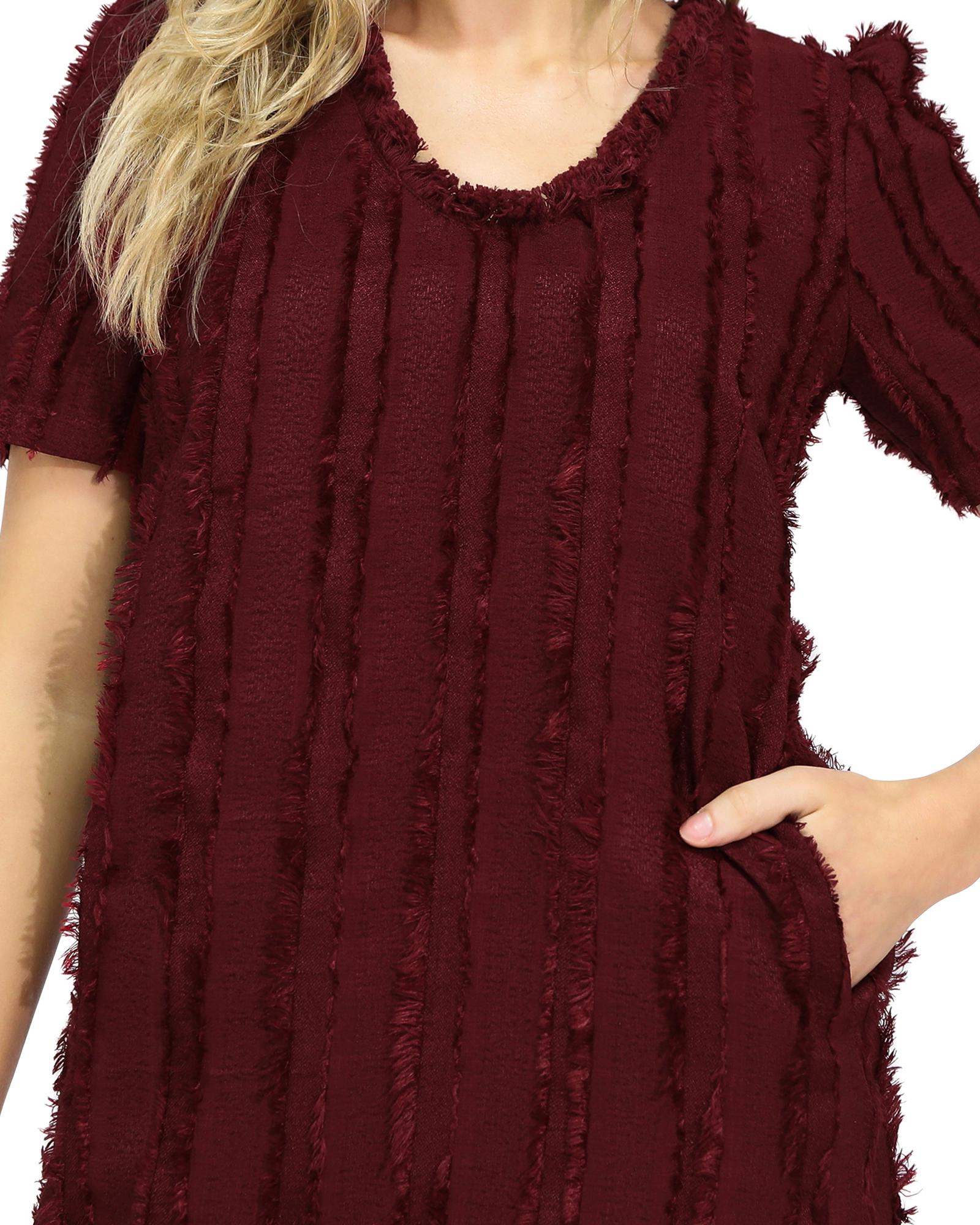 Belle & Bloom Womens Solana Boho Fringe Shift Mini Dress