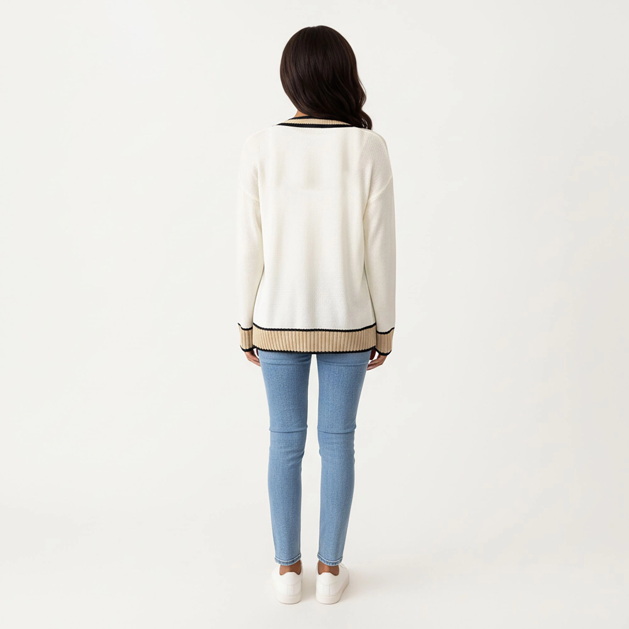 Anna-Kaci Women's Long Sleeve Button Front Cardigan Top with Contrast Ribbed Trim and Relaxed Fit Open Front Silhouette