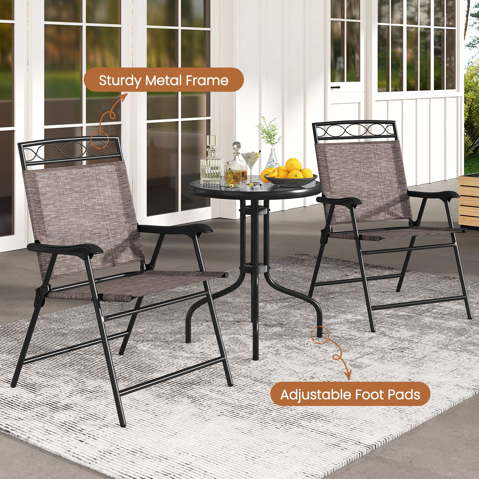 LJG 3 Pieces Outdoor Bistro Dining Furniture Set with 1.57 Inch Umbrella Hole
