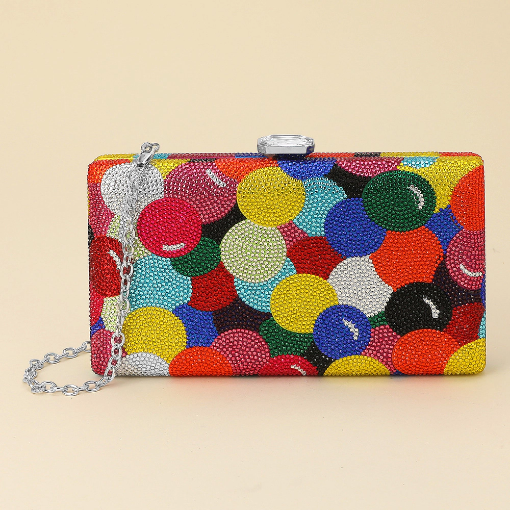 Fashnzfab Multicolor Crystal Rhinestone Studded Crossbody Evening Clutch Bag