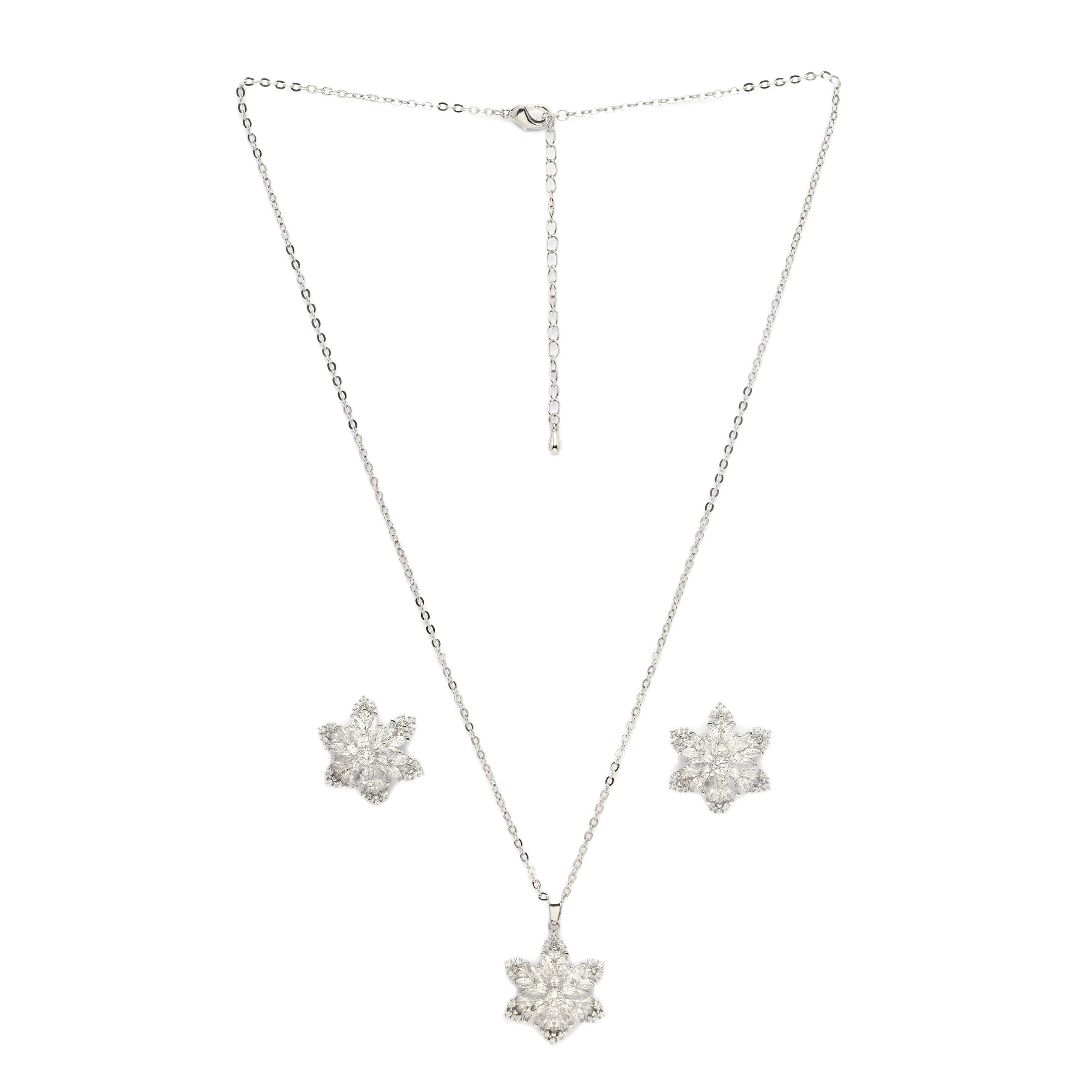 AGP PARIS Sparkling Floral Womens Necklace and Earrings Set