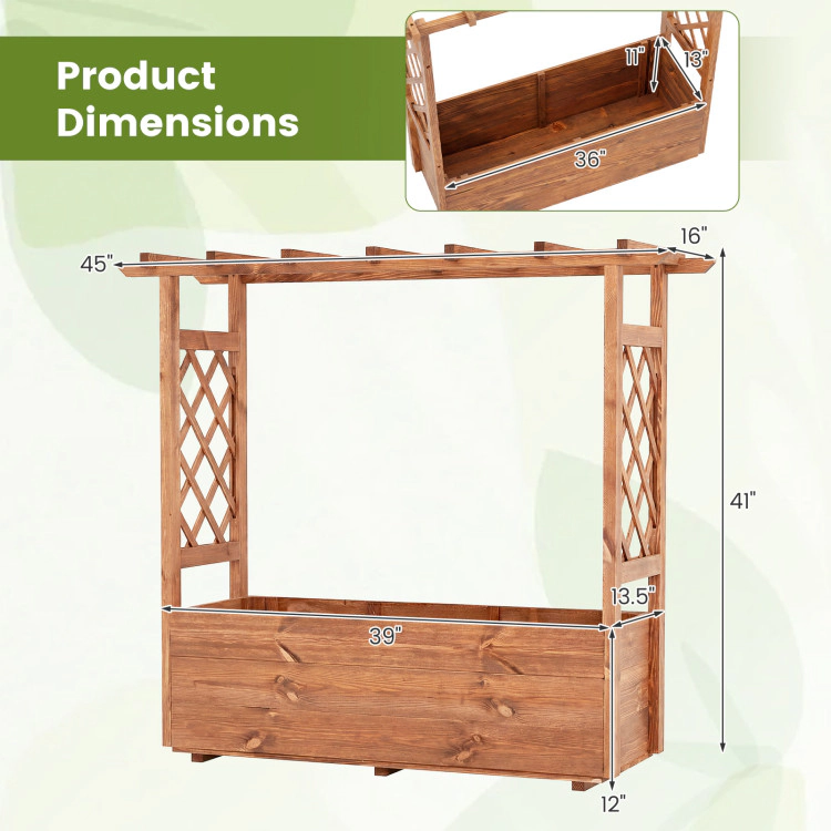 Hivvago Wooden Elevated Planter Raised Garden Bed with Hanging Roof