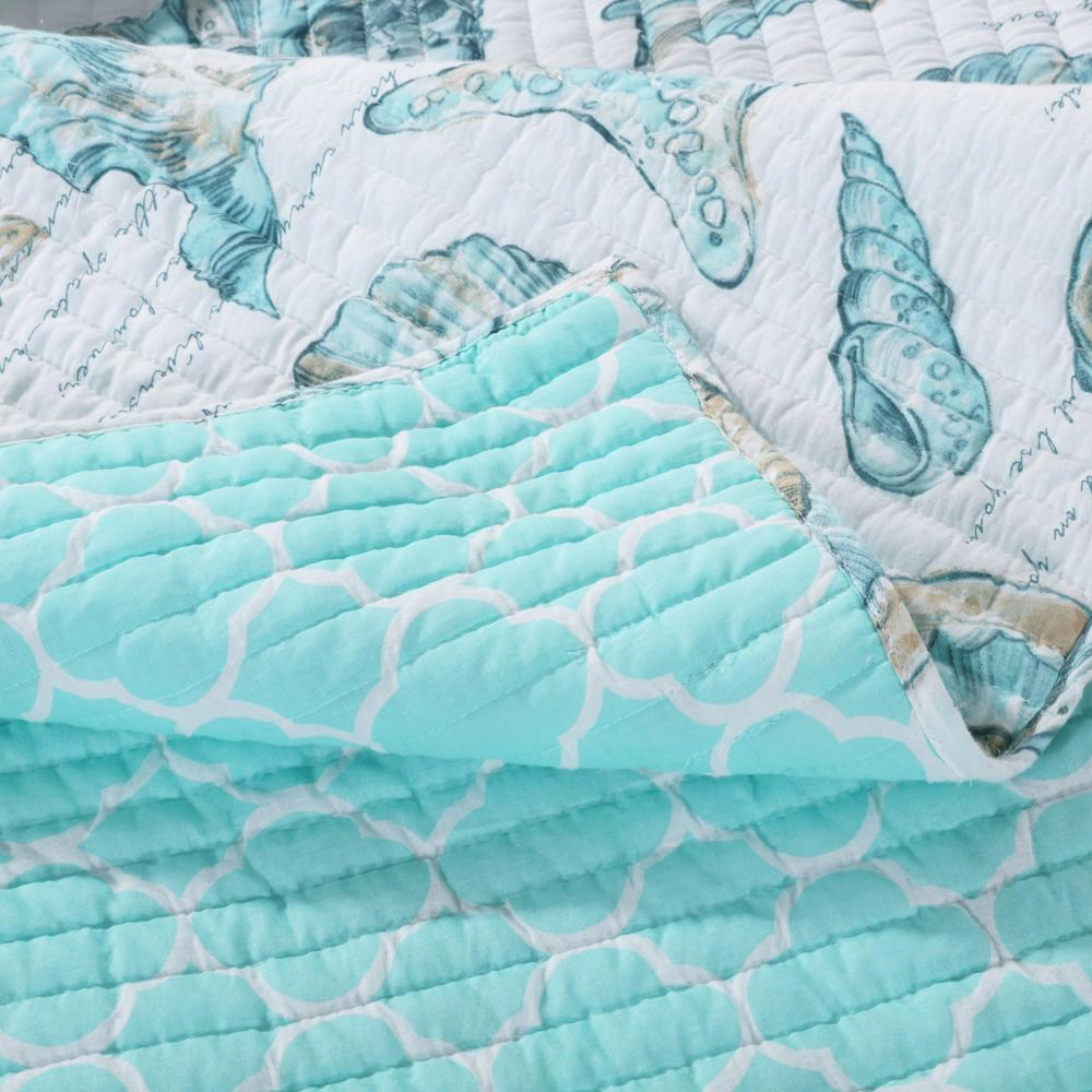 Barefoot Bungalow Oversized 100% Microfiber Polyester Cruz Reversible Quilt And Pillow Sham Set - Twin 68x88", Multi