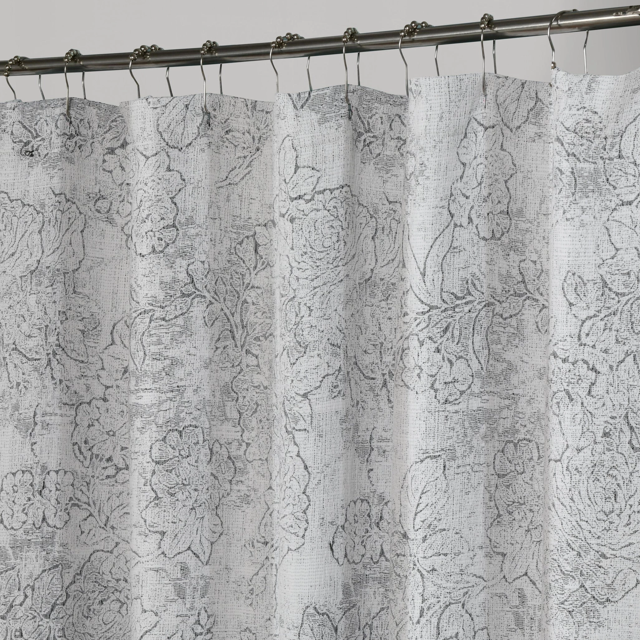 Dainty Home Shelley Heavy Jacquard Floral Textured Fabric Soft Polyester Shower Curtain, 72" x