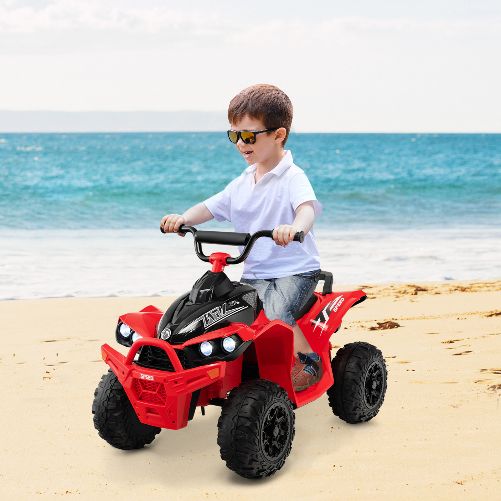 SUGIFT 12V Kids Ride On ATV with High/Low Speed Quad 77-lb Capacity Ages 3-8 37.8-in Body Army Green/Pink