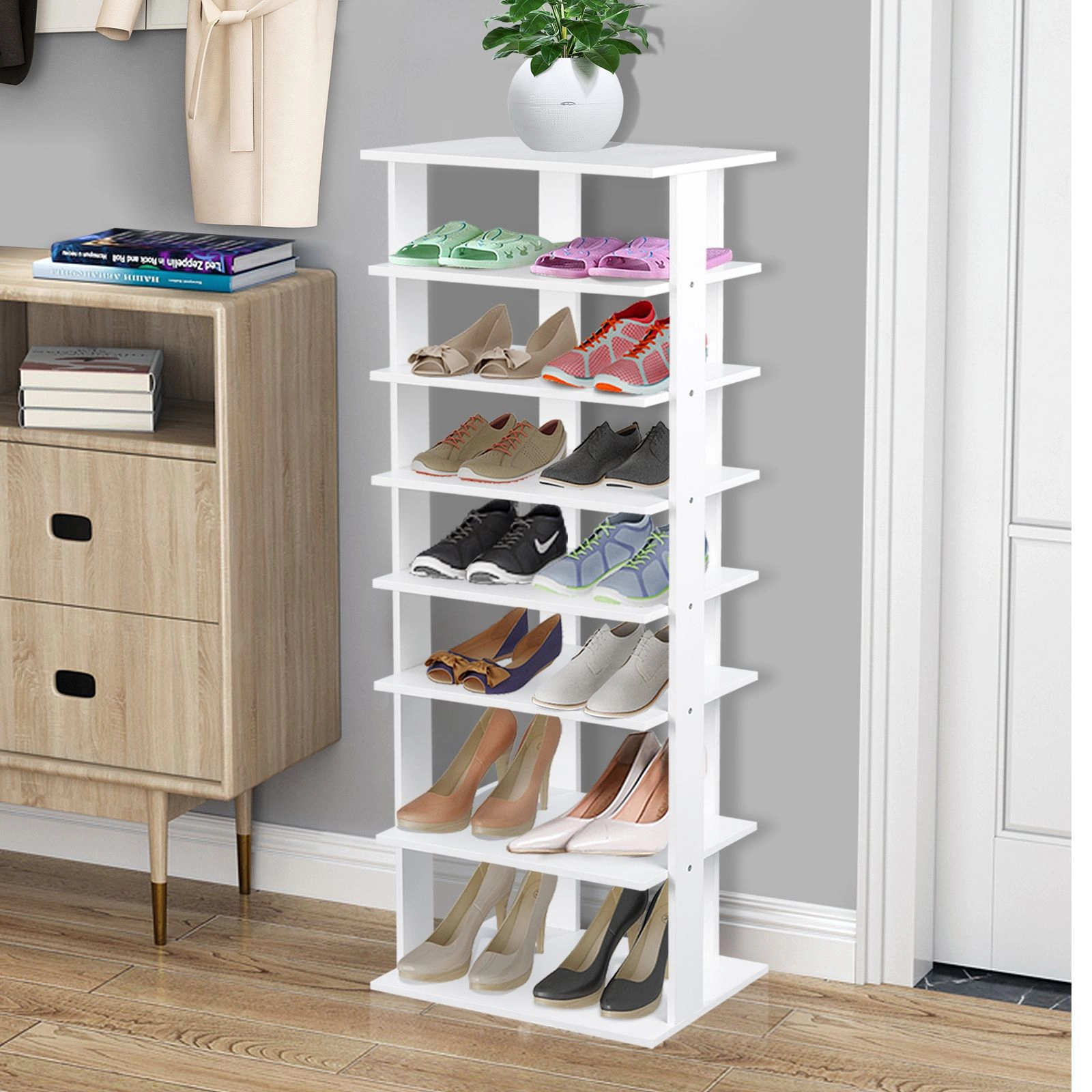 SlickBlue 7 Tier Shoe Storage Rack With Display Shelf, MDF