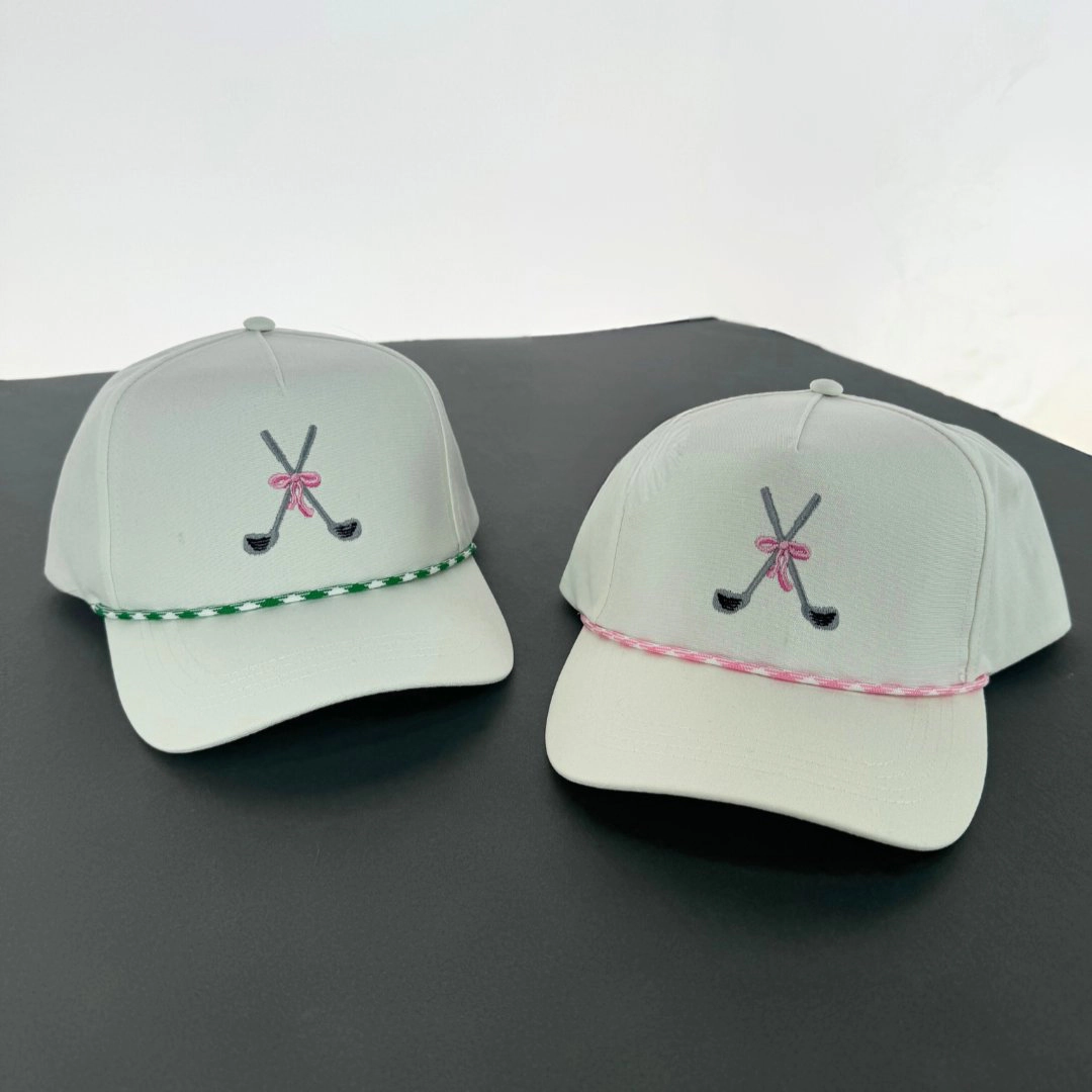 CTM Women's Golf Club Bow Cap with Rope Hatband