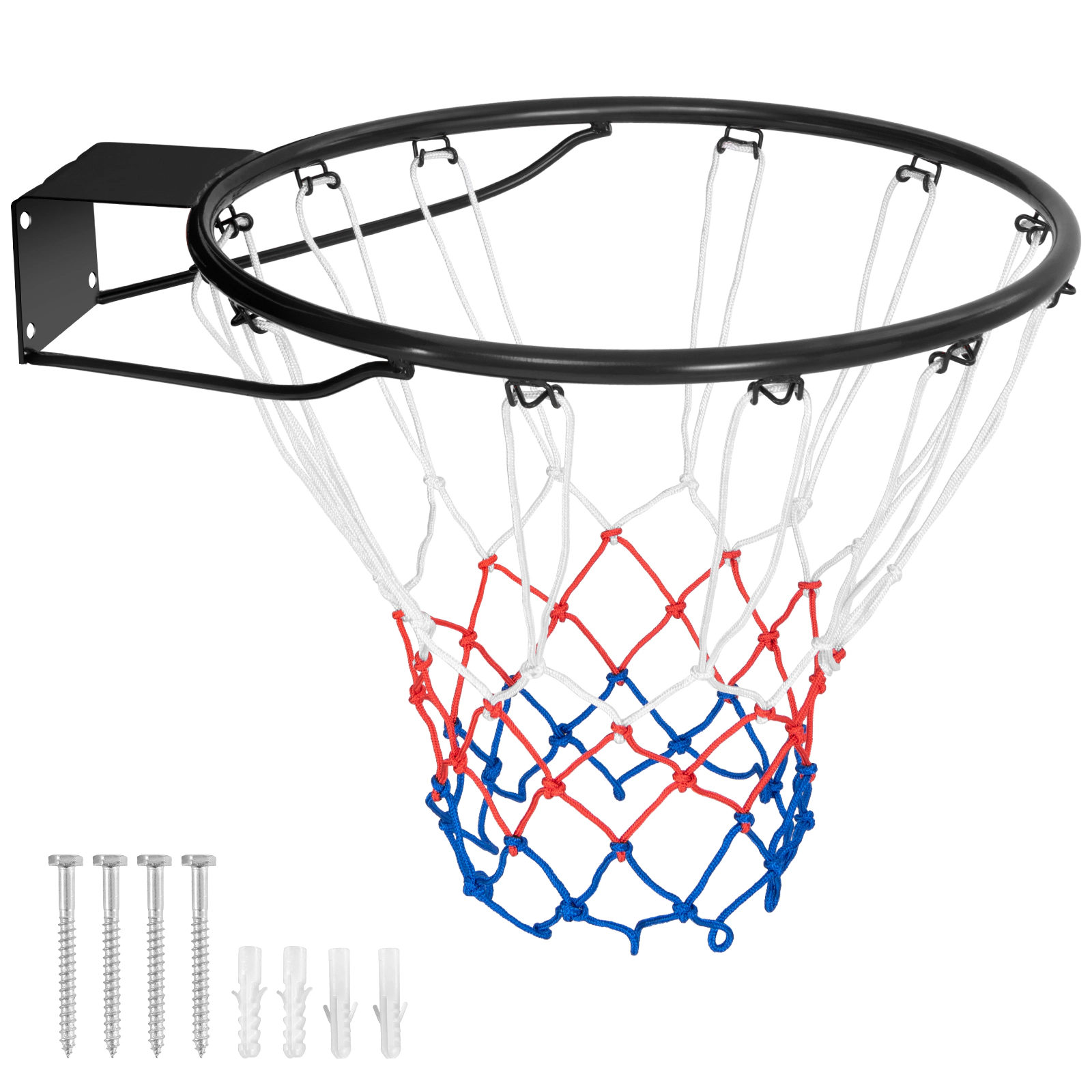 SUGIFT Black 15-in Basketball Rim Goal Replacement with All Weather Net and Mounting Hardware 19.5-in W 16-in D