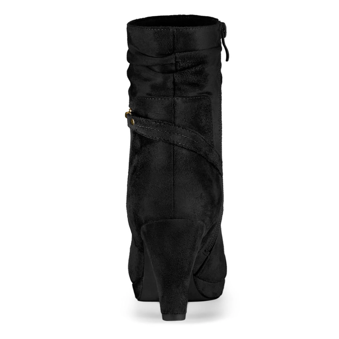 BLISSFUL STEP Women's Ankle Zip Platform High Heel Mid Calf Boots