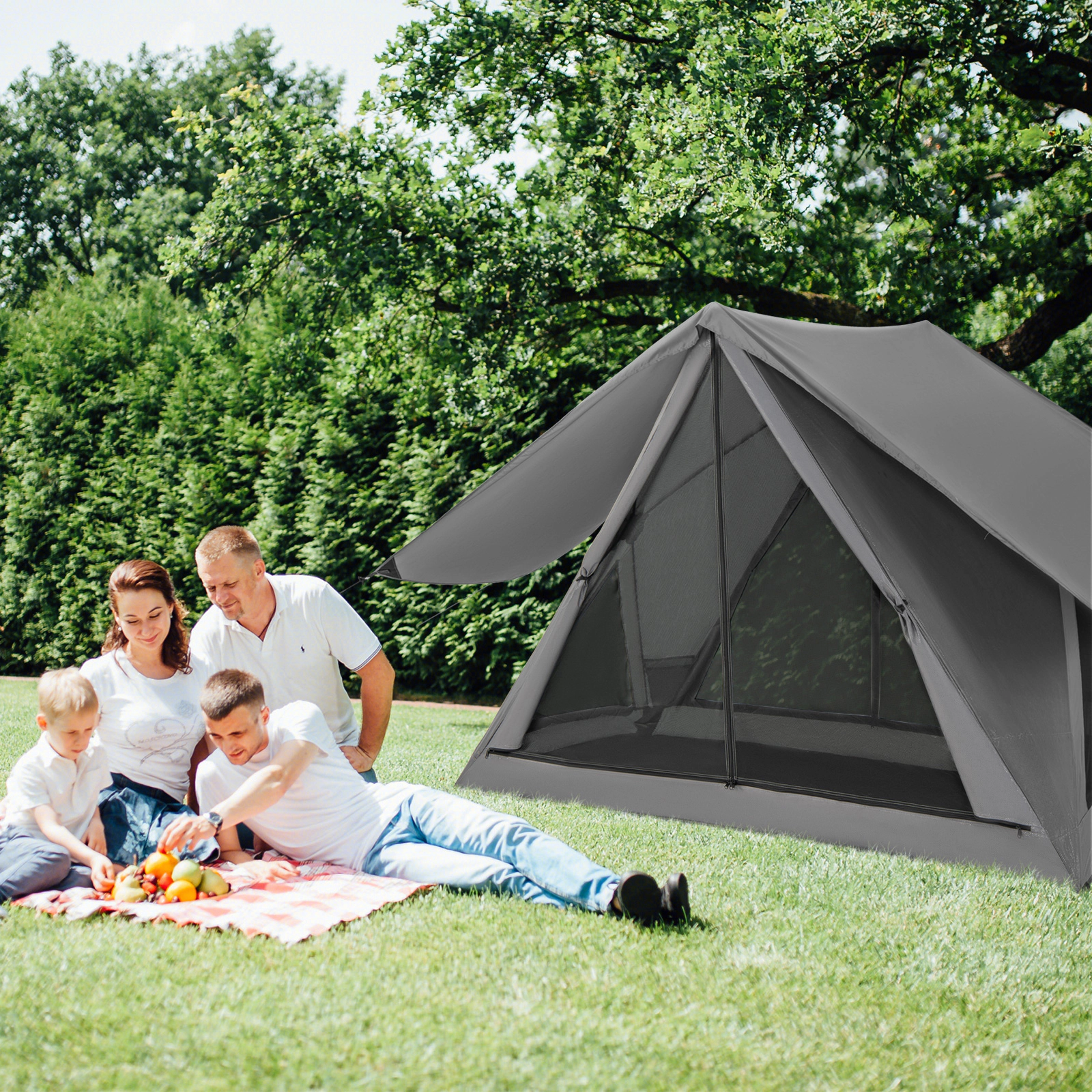 SUGIFT Gray 7.4-ft 2 to 3 Person Pop-Up Camping Tent with PU Coated Rainfly and Double-Layer Mesh Doors