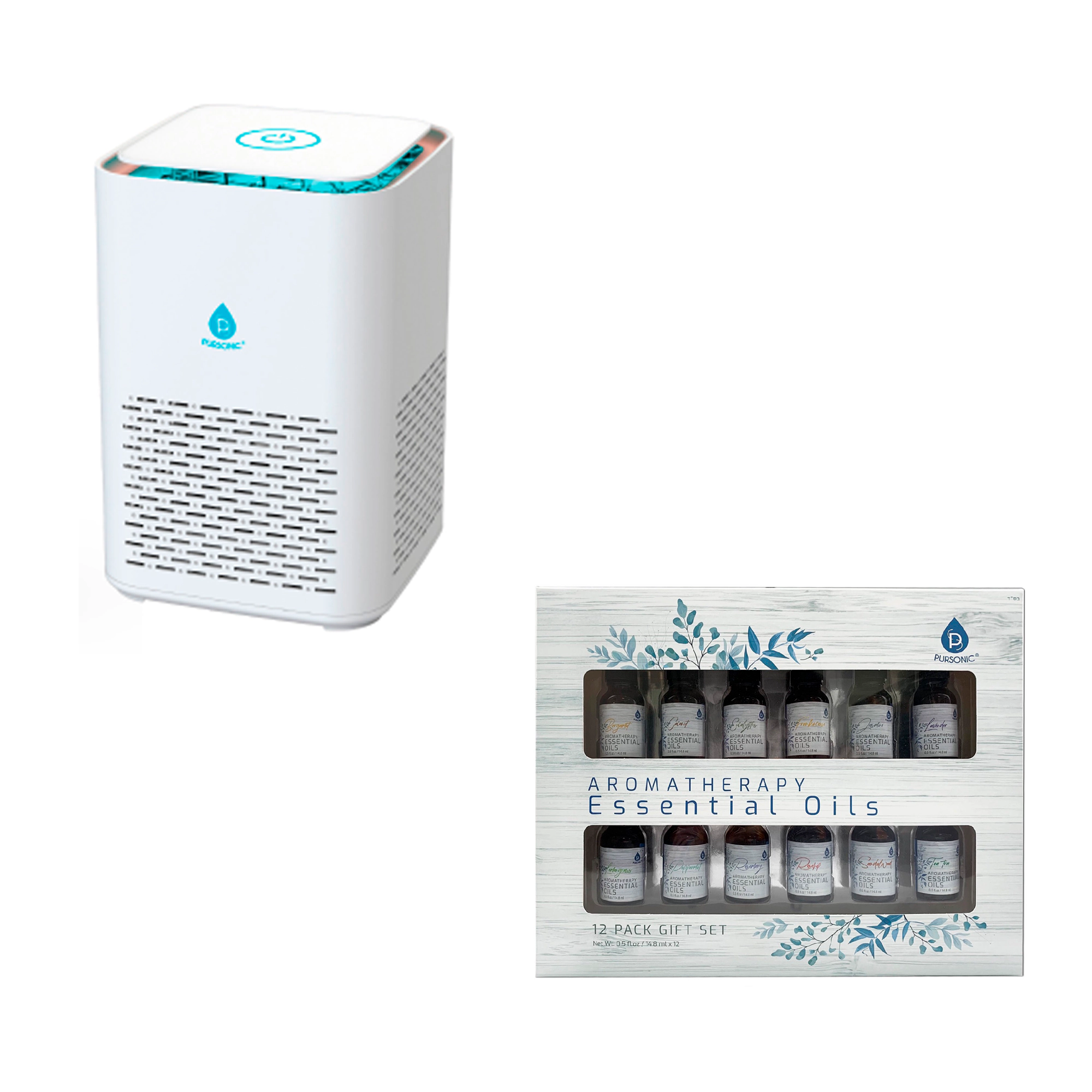 Pursonic Unisex Clean Air Purifying & Aromatherapy Essential Oil Wellness Bundle