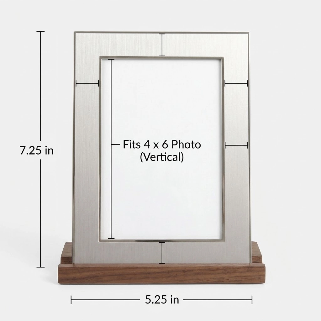 Jiallo Modern Brushed Nickel-Plated Metal Photo Frame, 5.25x7.25 in