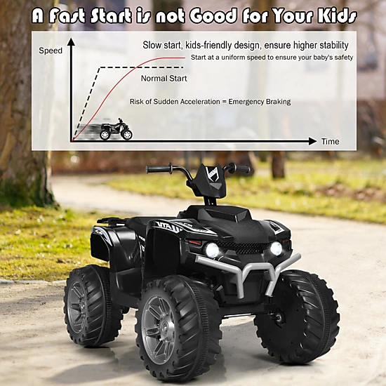 Glintex 12V Kids Ride-On ATV with Treaded Tires and a 77-Lb Capacity